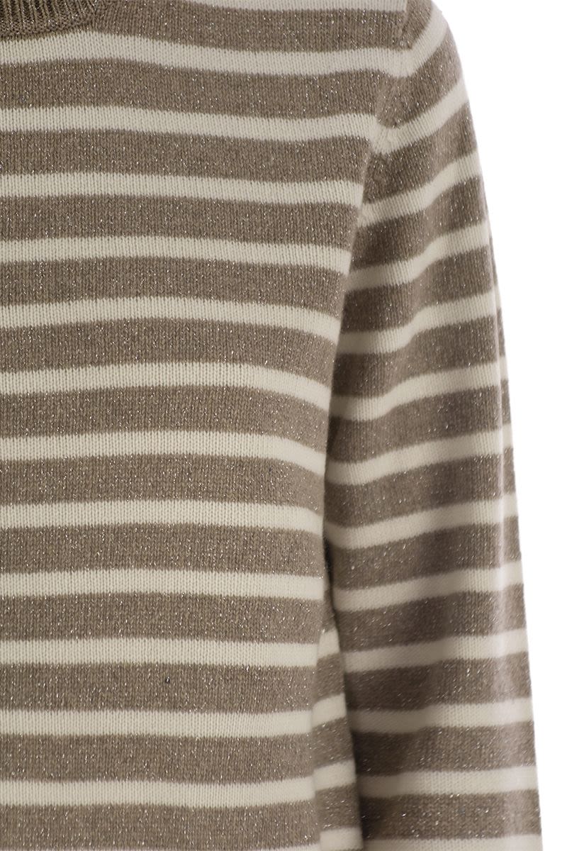 BRUNELLO CUCINELLI Sparkling Striped Cashmere and Wool Sweater