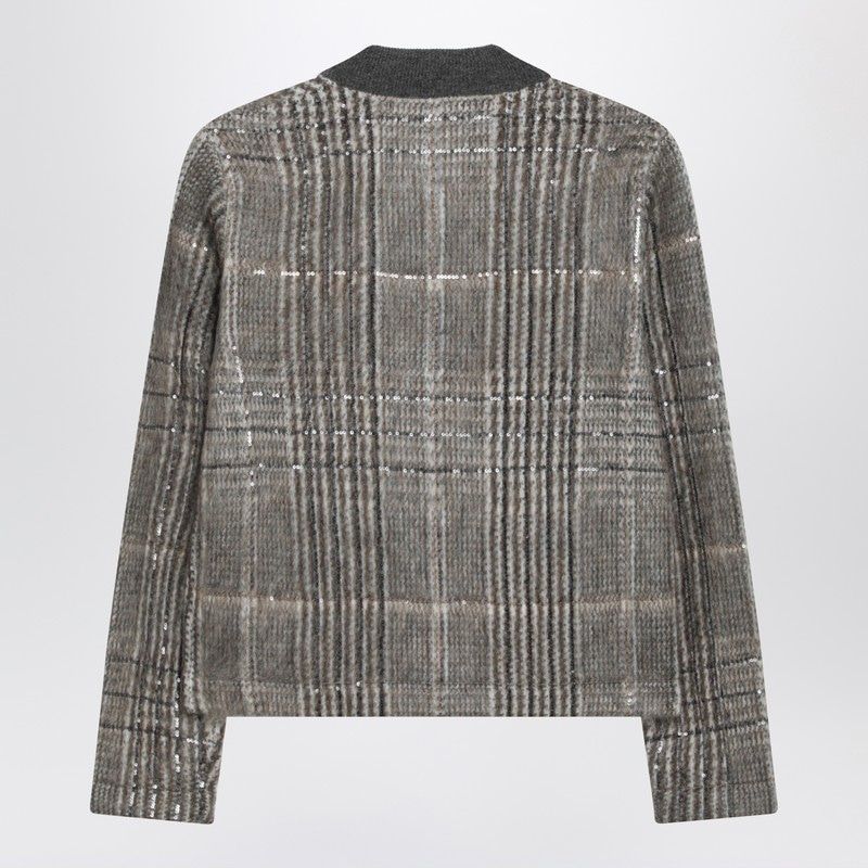 BRUNELLO CUCINELLI Women's Jacquard Cardigan with Dazzling Check - FW25