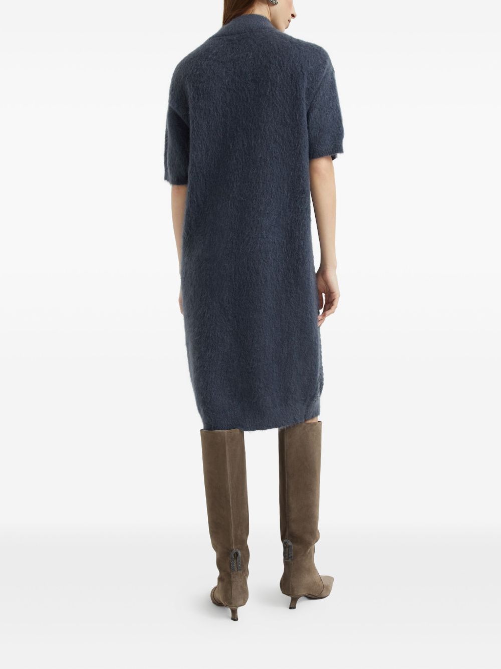 BRUNELLO CUCINELLI Wool Turtle-Neck Dress with Sequin Embellishment