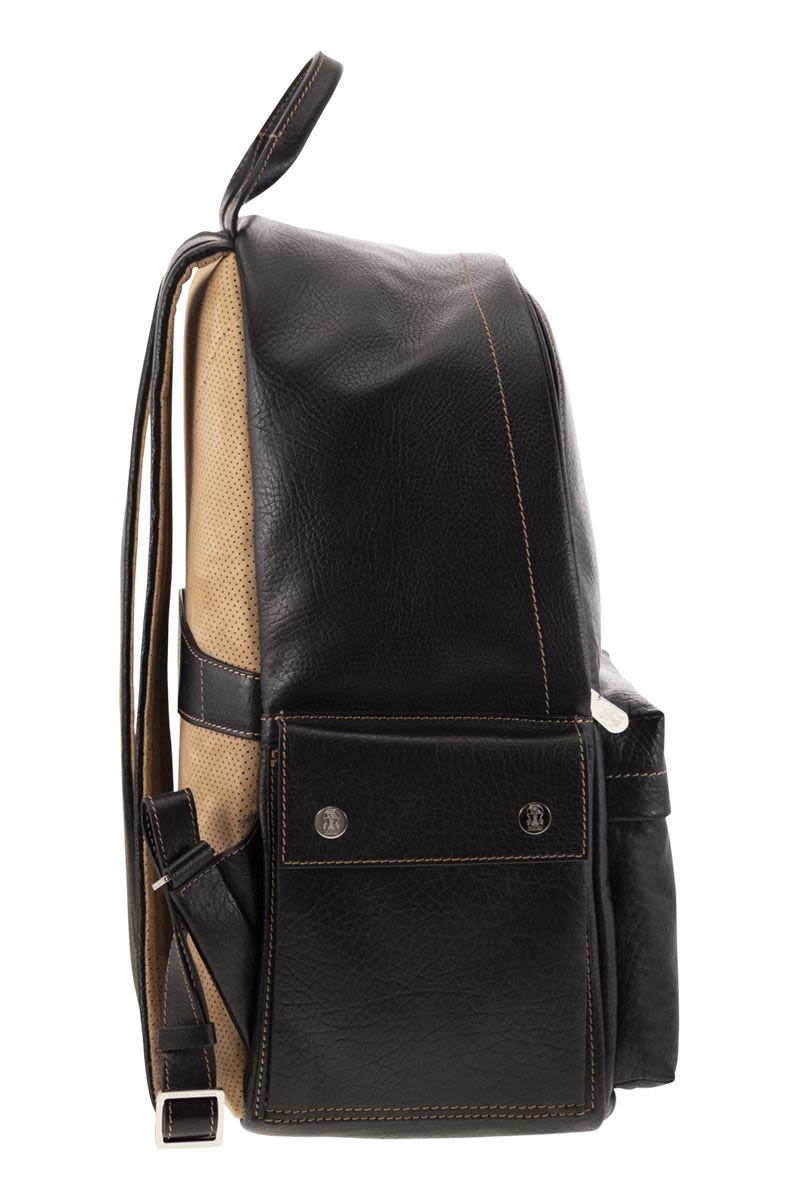 BRUNELLO CUCINELLI Calfskin Backpack with Grain - 32x43x20 cm