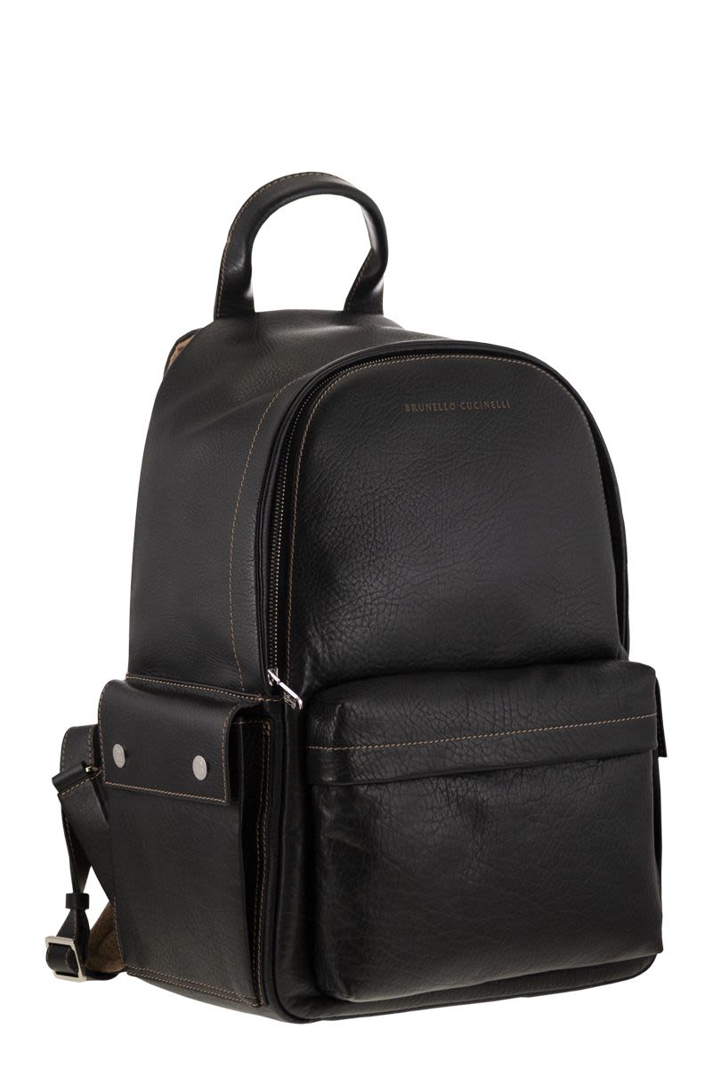 BRUNELLO CUCINELLI Calfskin Backpack with Grain - 32x43x20 cm
