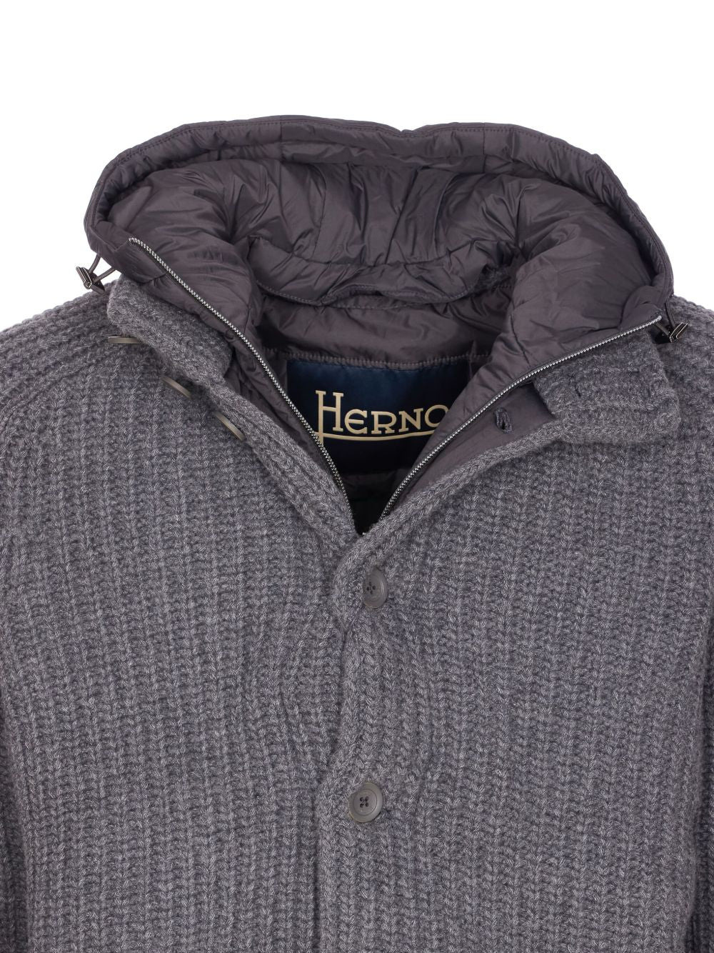 HERNO Men's Wool Knit Jacket with Detachable Inner Vest