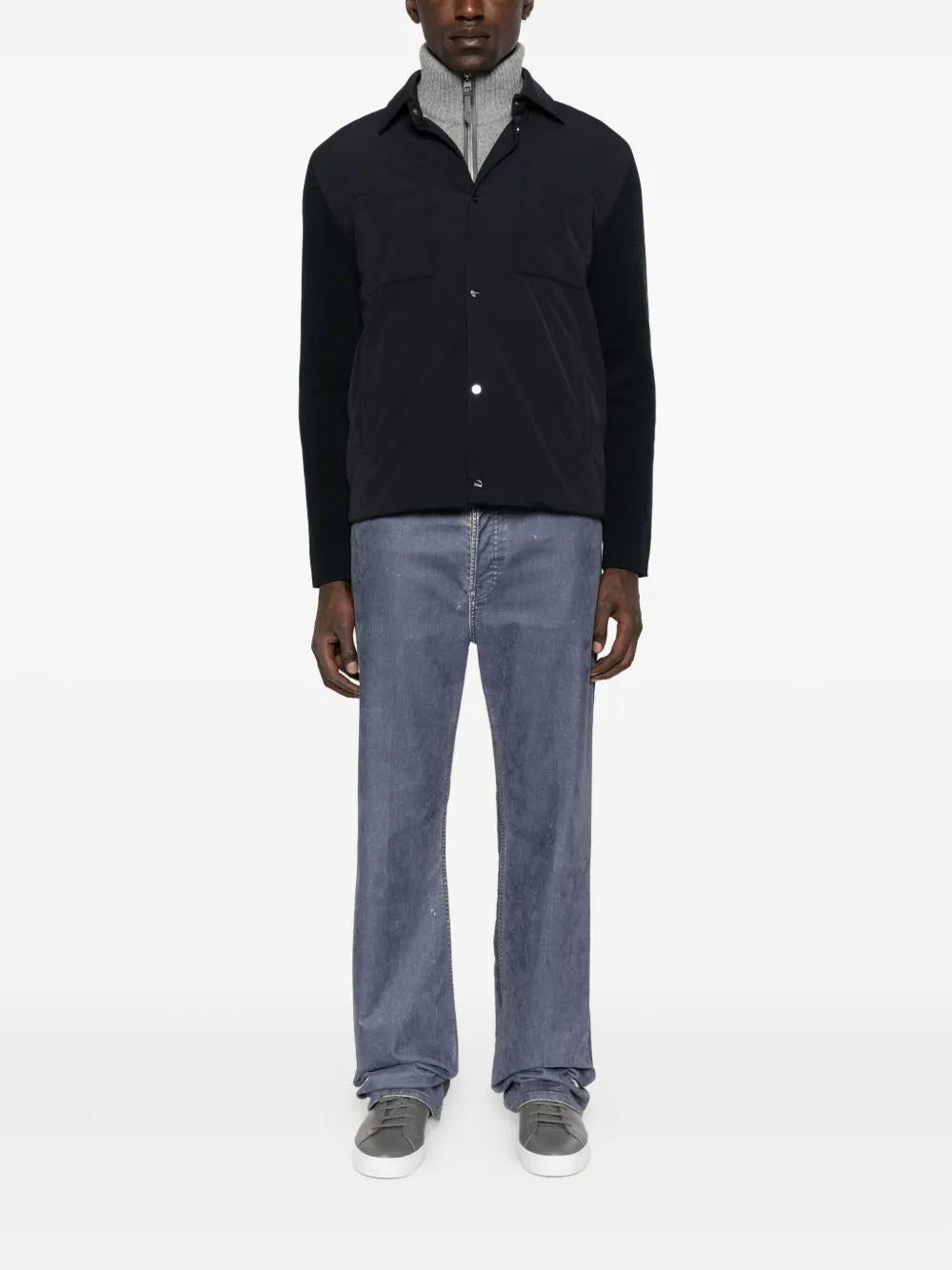 HERNO Buttoned Jacket with Knit Sleeves for Men