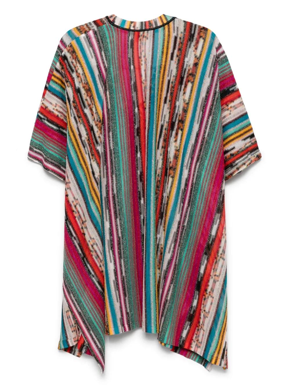 MISSONI Striped Kaftan with V-Neck and Short Draped Sleeves