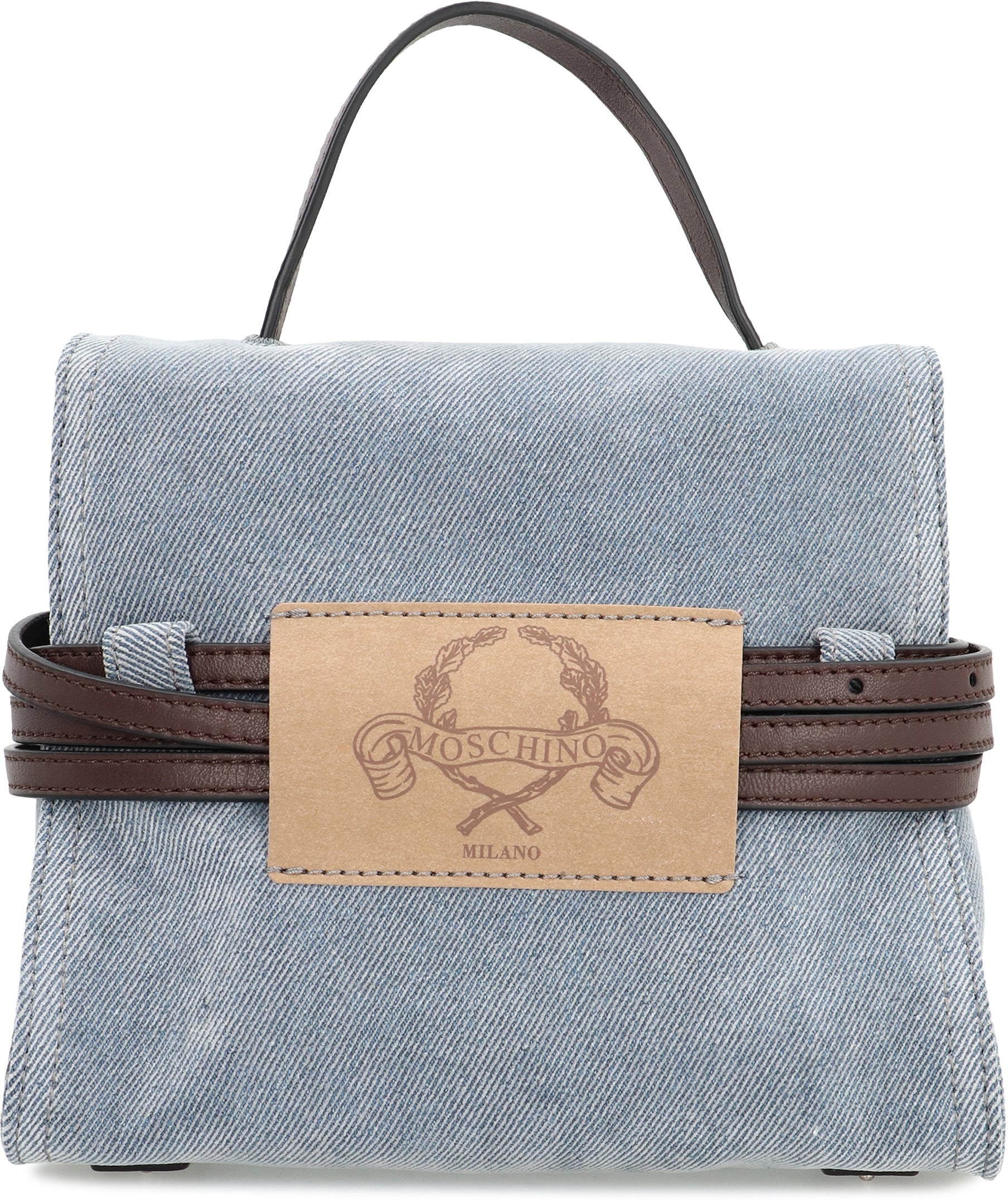 MOSCHINO COUTURE Mini Denim Handbag with Leather Details