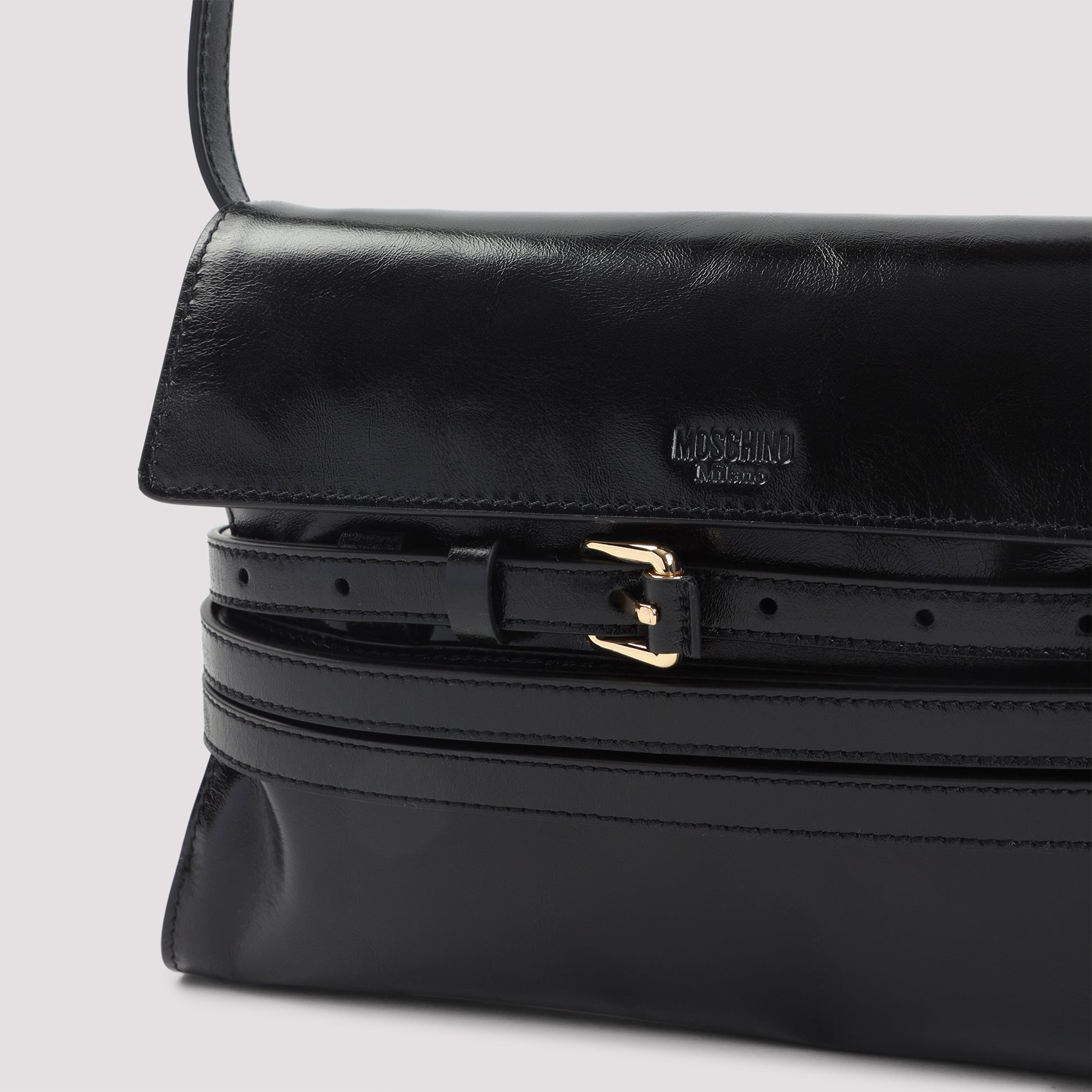 MOSCHINO COUTURE Mini Leather Shoulder Handbag - 27.5cm x 17.5cm x 9cm