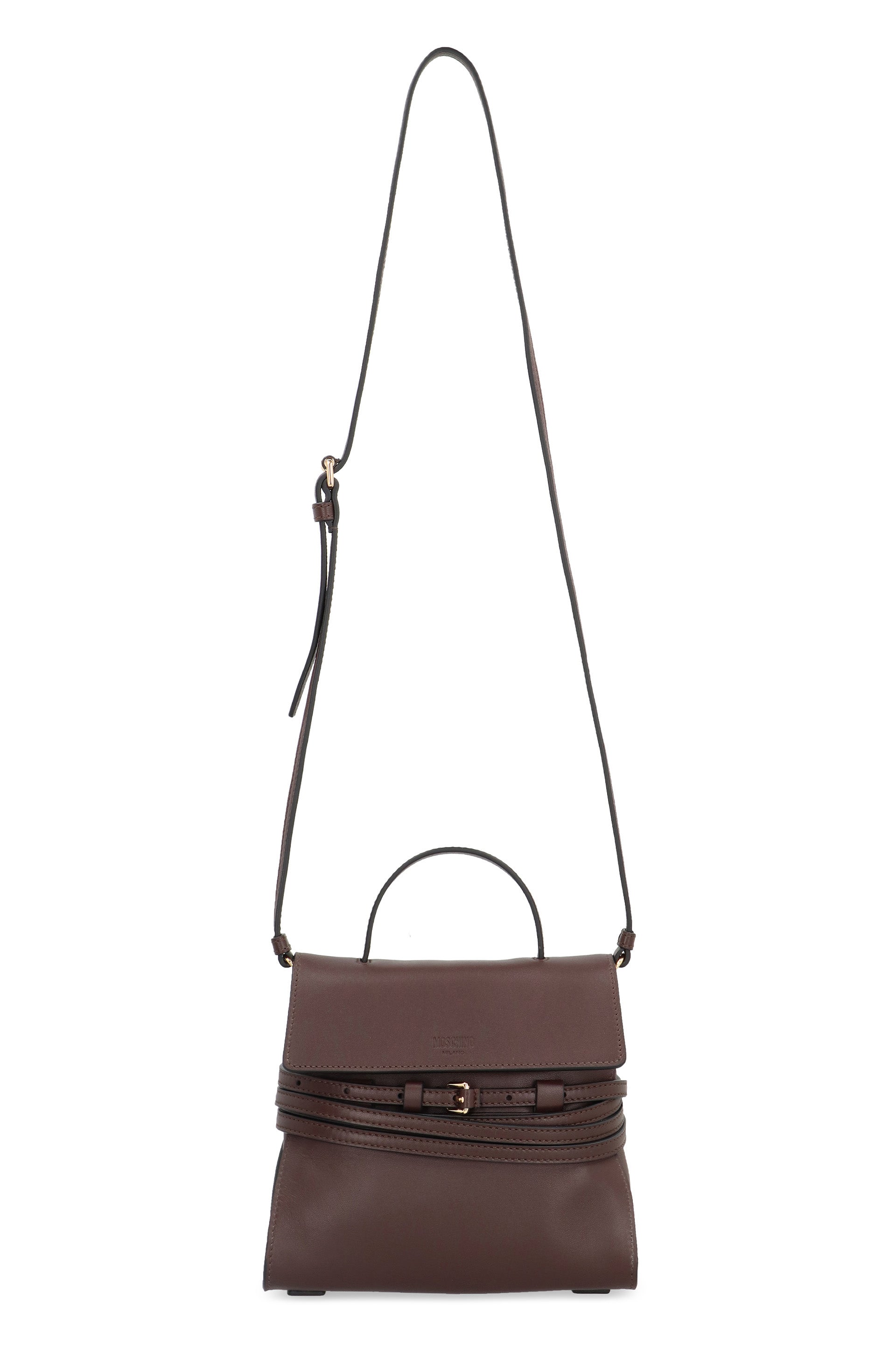 MOSCHINO COUTURE Mini Leather Handbag with Magnetic Flap Closure