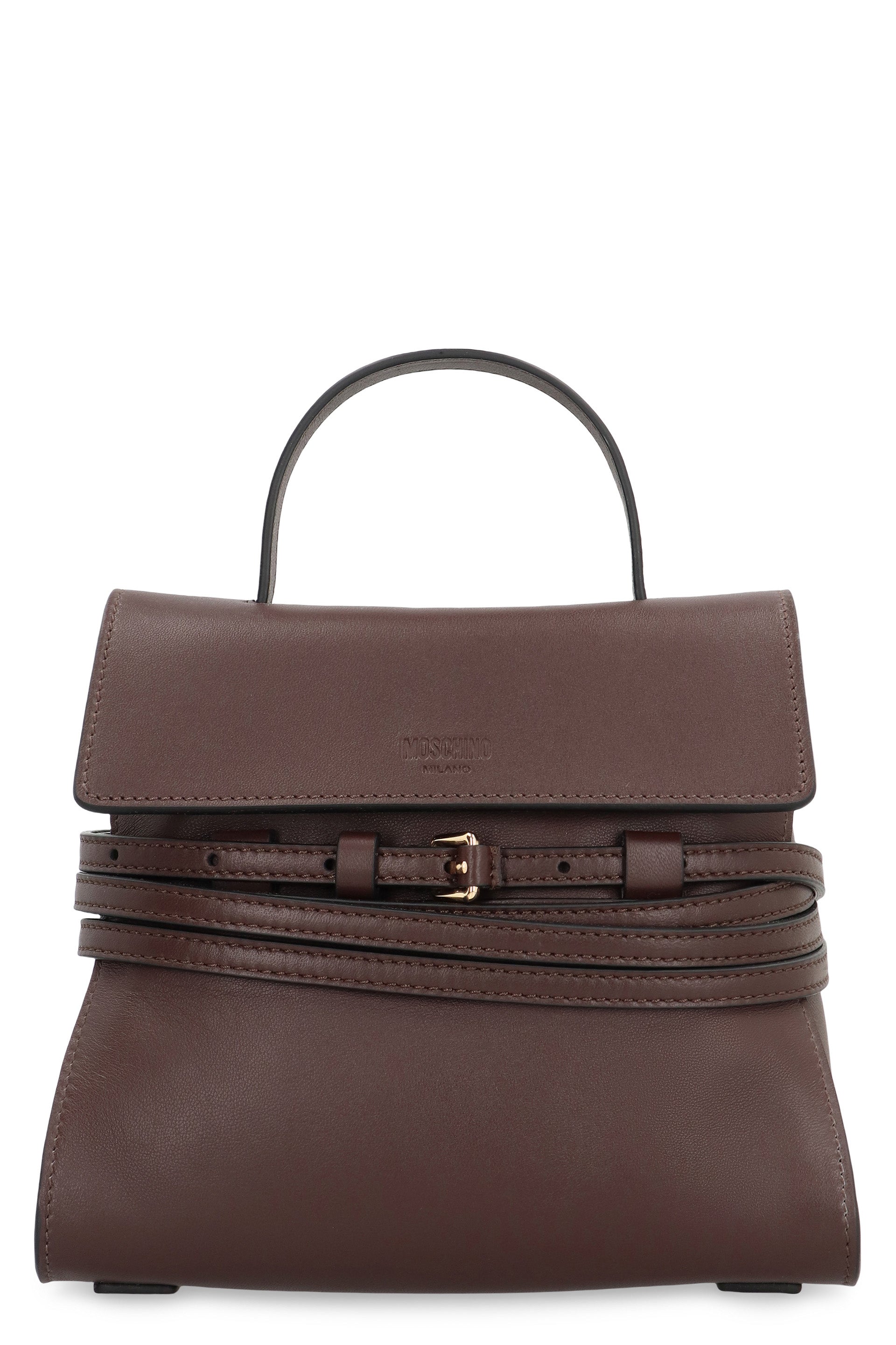 MOSCHINO COUTURE Mini Leather Handbag with Magnetic Flap Closure