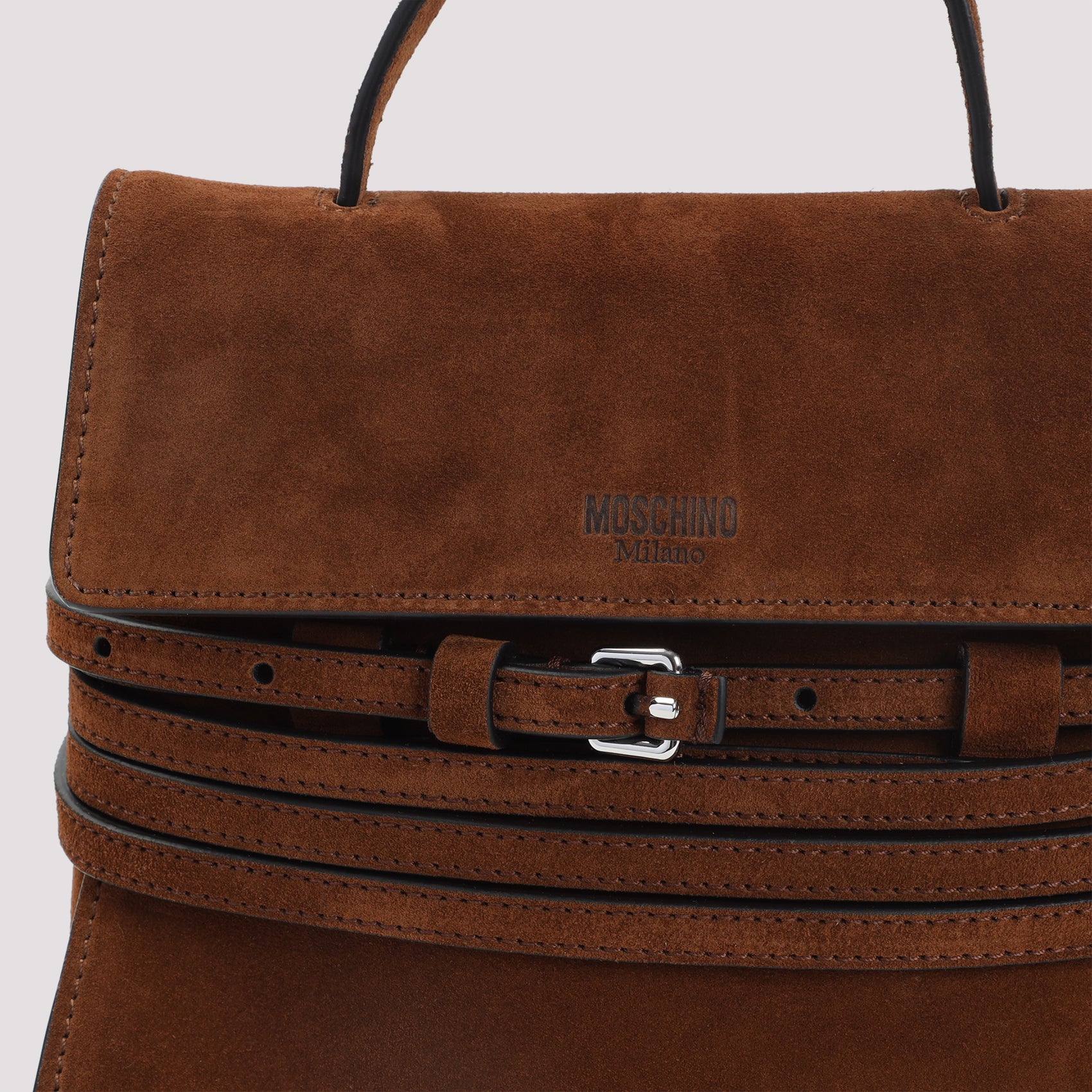 MOSCHINO COUTURE Suede Leather Handbag Mini (20cm x 17cm x 11cm)