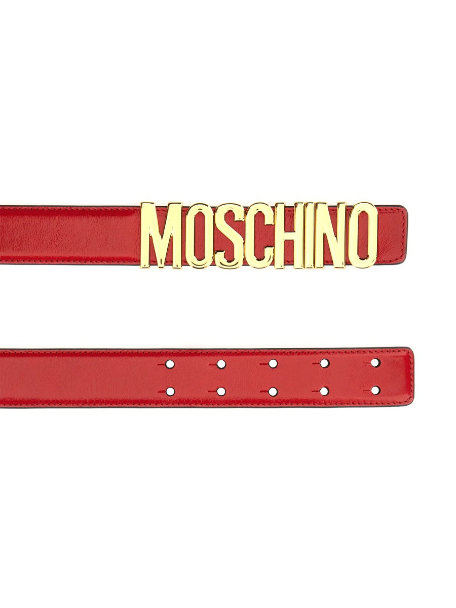 MOSCHINO Leather Belt with Logo - Women's Accessory