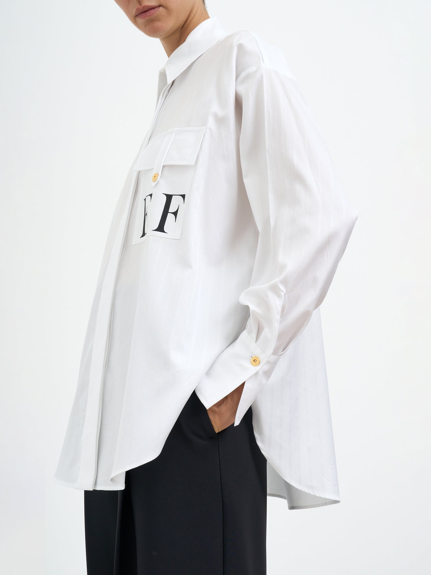 ELISABETTA FRANCHI Striped Cotton Poplin Shirt - Size 40