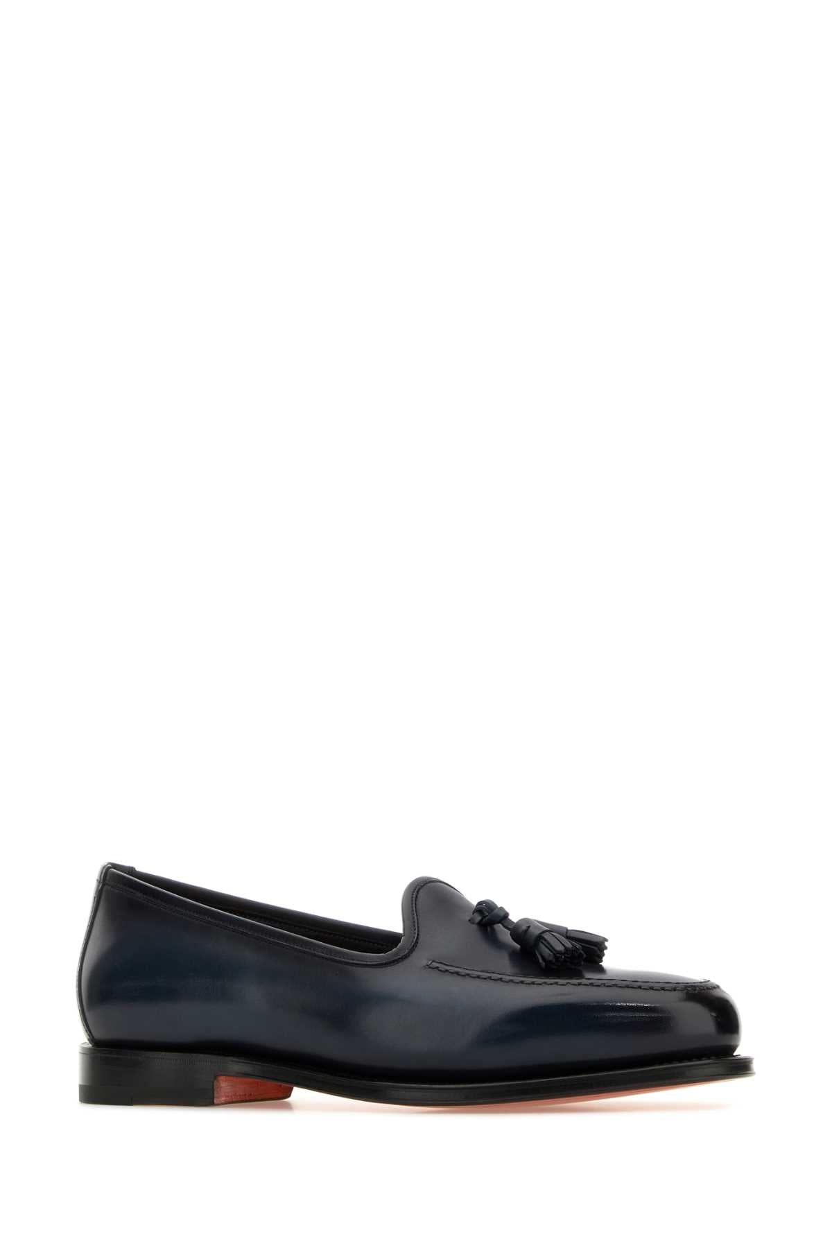 SANTONI Classic Leather Andrew Loafers for Men