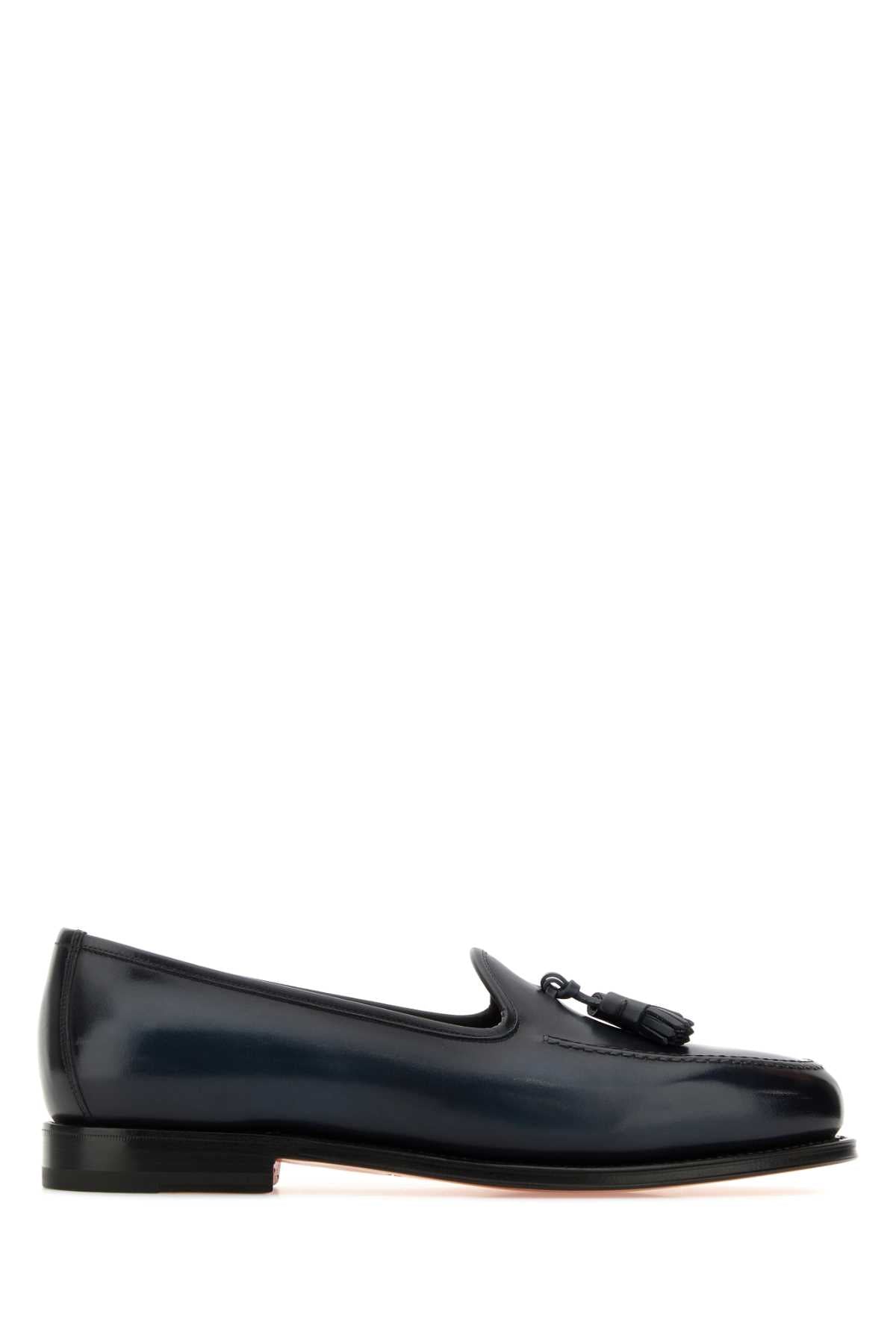 SANTONI Classic Leather Andrew Loafers for Men