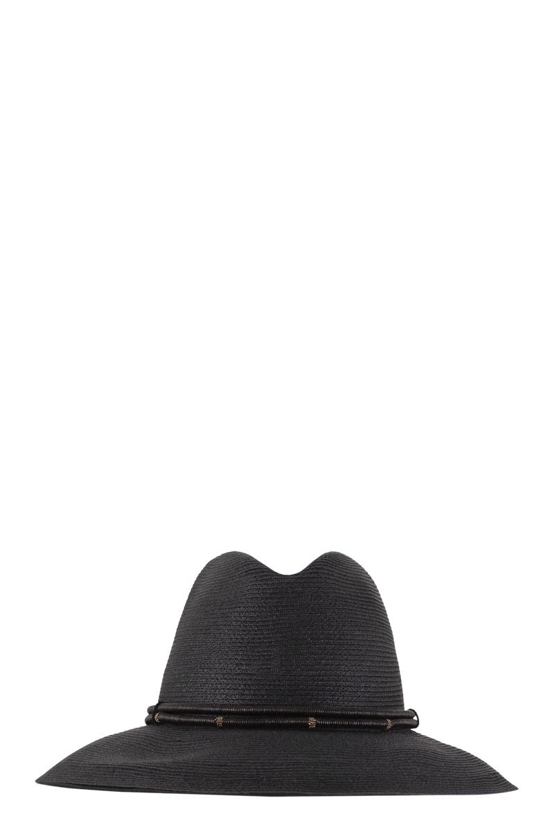 BRUNELLO CUCINELLI Exquisite Fedora with Leather Band and Jewel Detailing