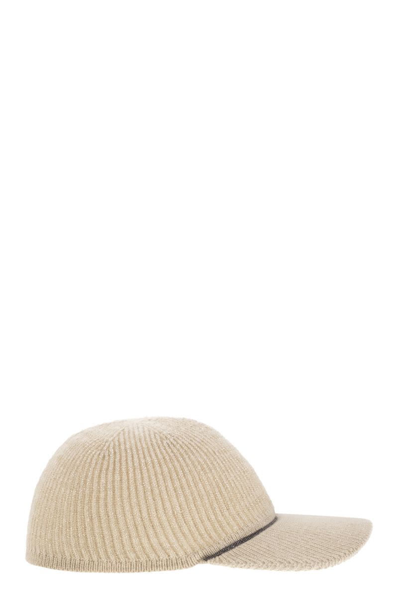BRUNELLO CUCINELLI Sparkling Cashmere Knit Baseball Cap with Pendant
