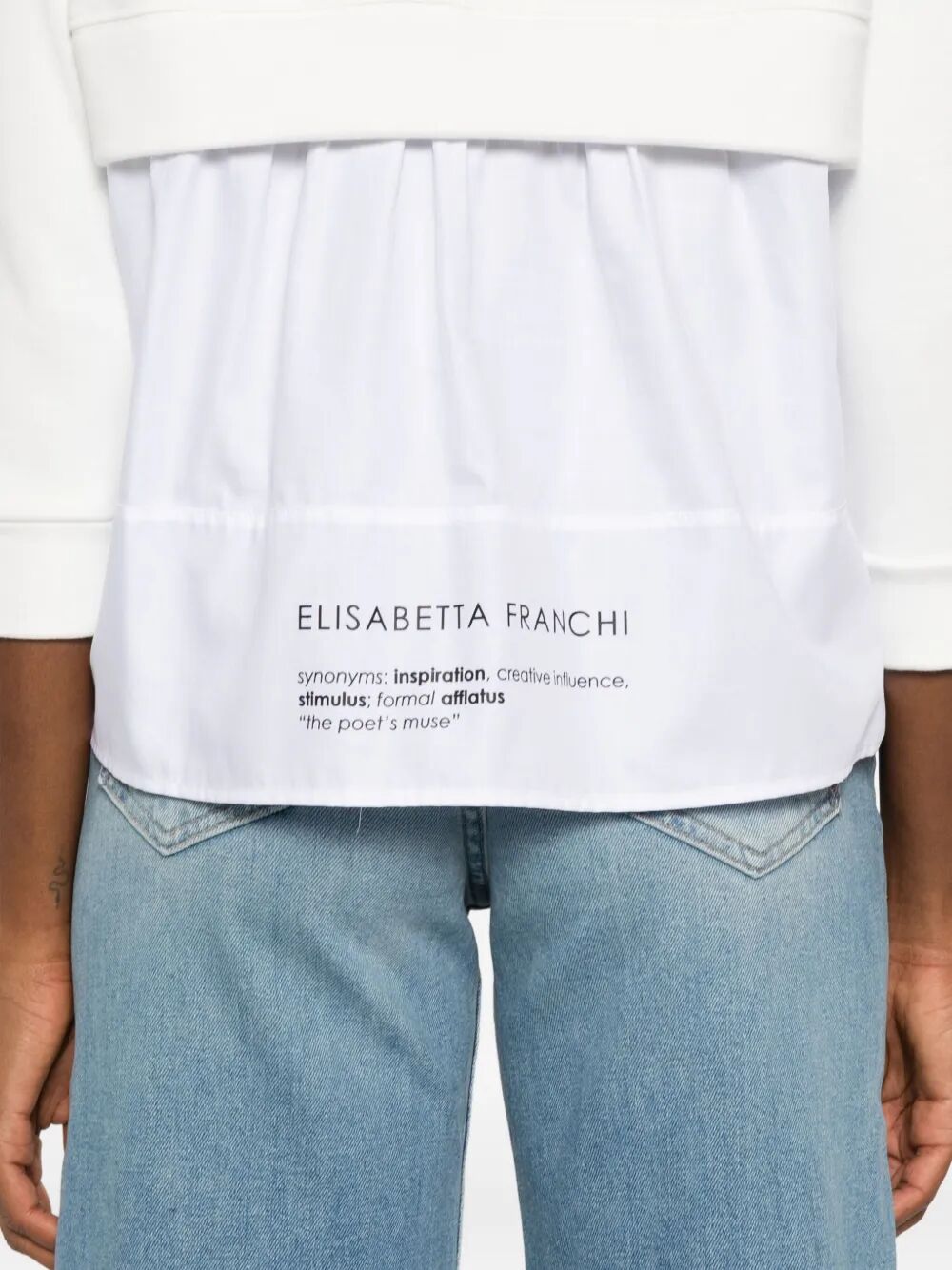 ELISABETTA FRANCHI Fleece Top with Poplin Fabric Details