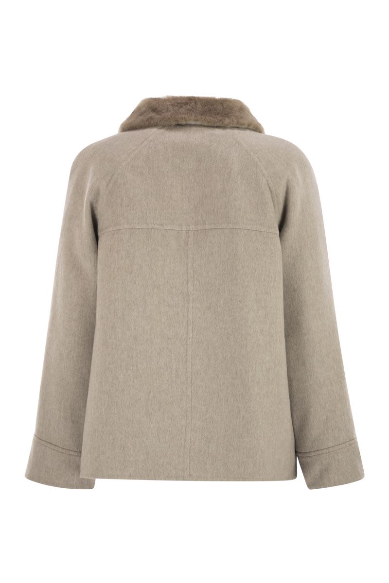 BRUNELLO CUCINELLI Cashmere Outerwear with Fur Collar for Women