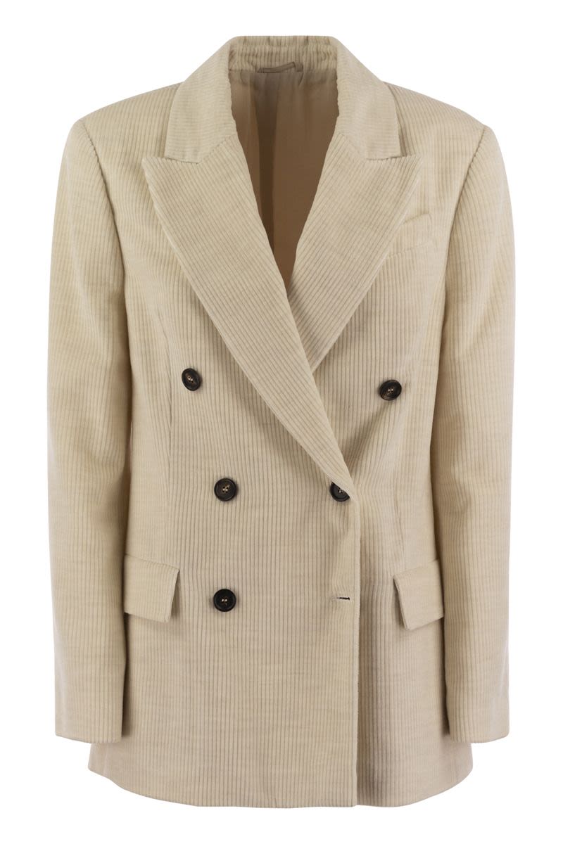 BRUNELLO CUCINELLI Chic Viscose and Cotton Corduroy Jacket with Necklace
