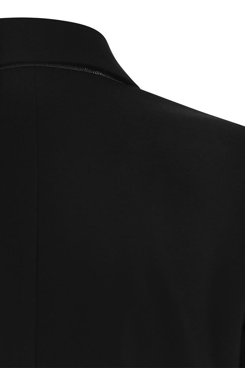 BRUNELLO CUCINELLI Wool and Cashmere Jacket with Neckline Jewel