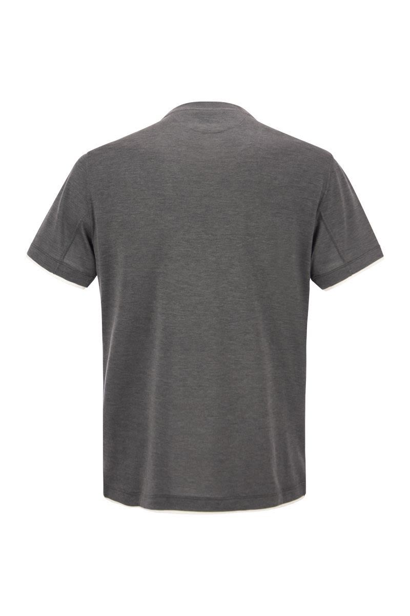 BRUNELLO CUCINELLI Men's Silk and Cotton Contrast Layer T-Shirt