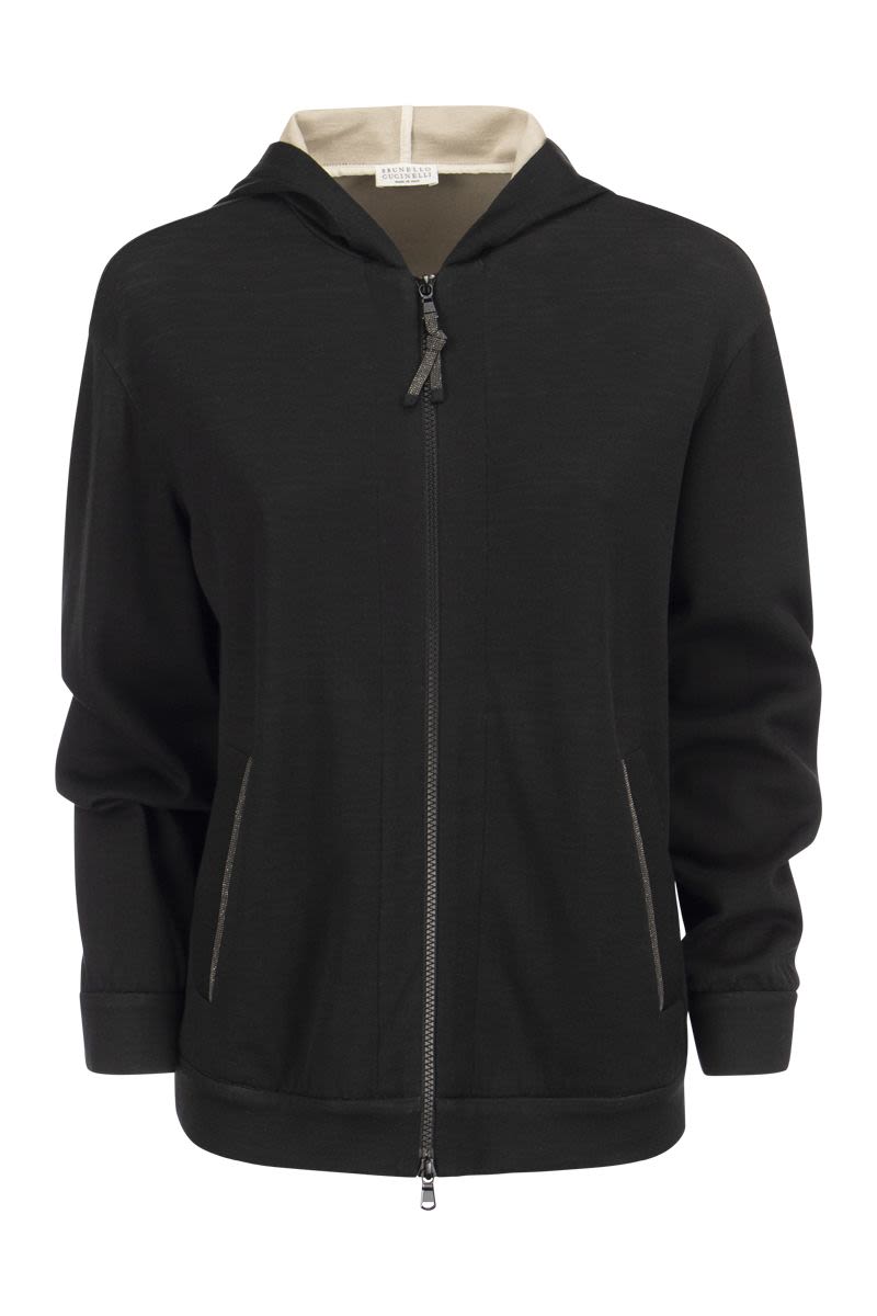 BRUNELLO CUCINELLI Luxury Cotton-Silk Hooded Sweatshirt with Embellishments