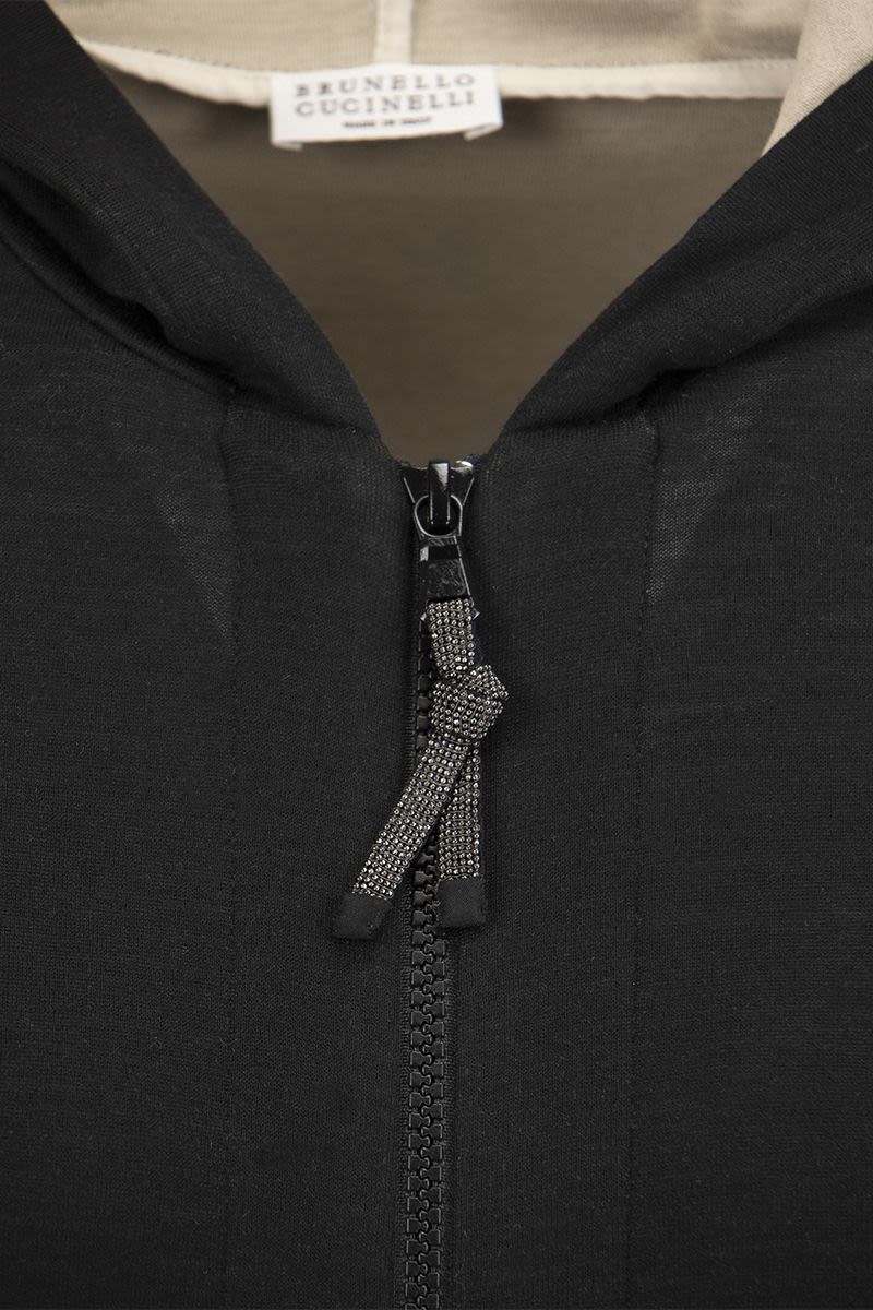 BRUNELLO CUCINELLI Luxury Cotton-Silk Hooded Sweatshirt with Embellishments