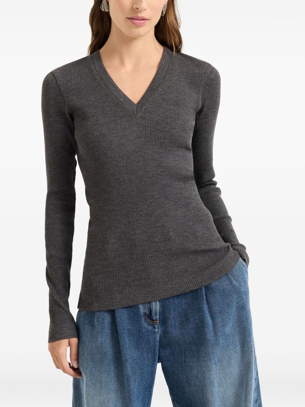 BRUNELLO CUCINELLI Wool V-Necked Sweater - Women's FW25 Collection