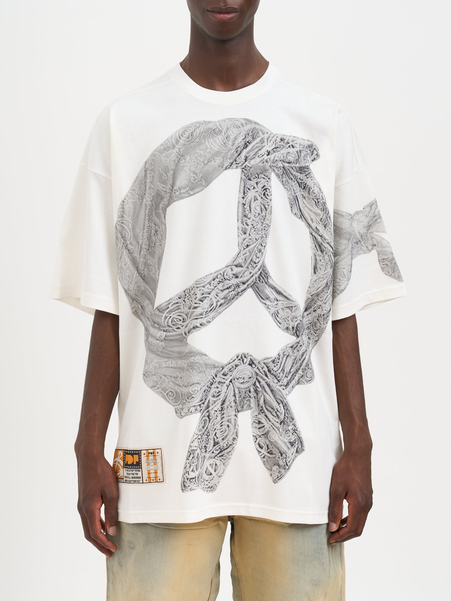 PDF Oversized Crewneck Flake Print T-Shirt - Medium Size