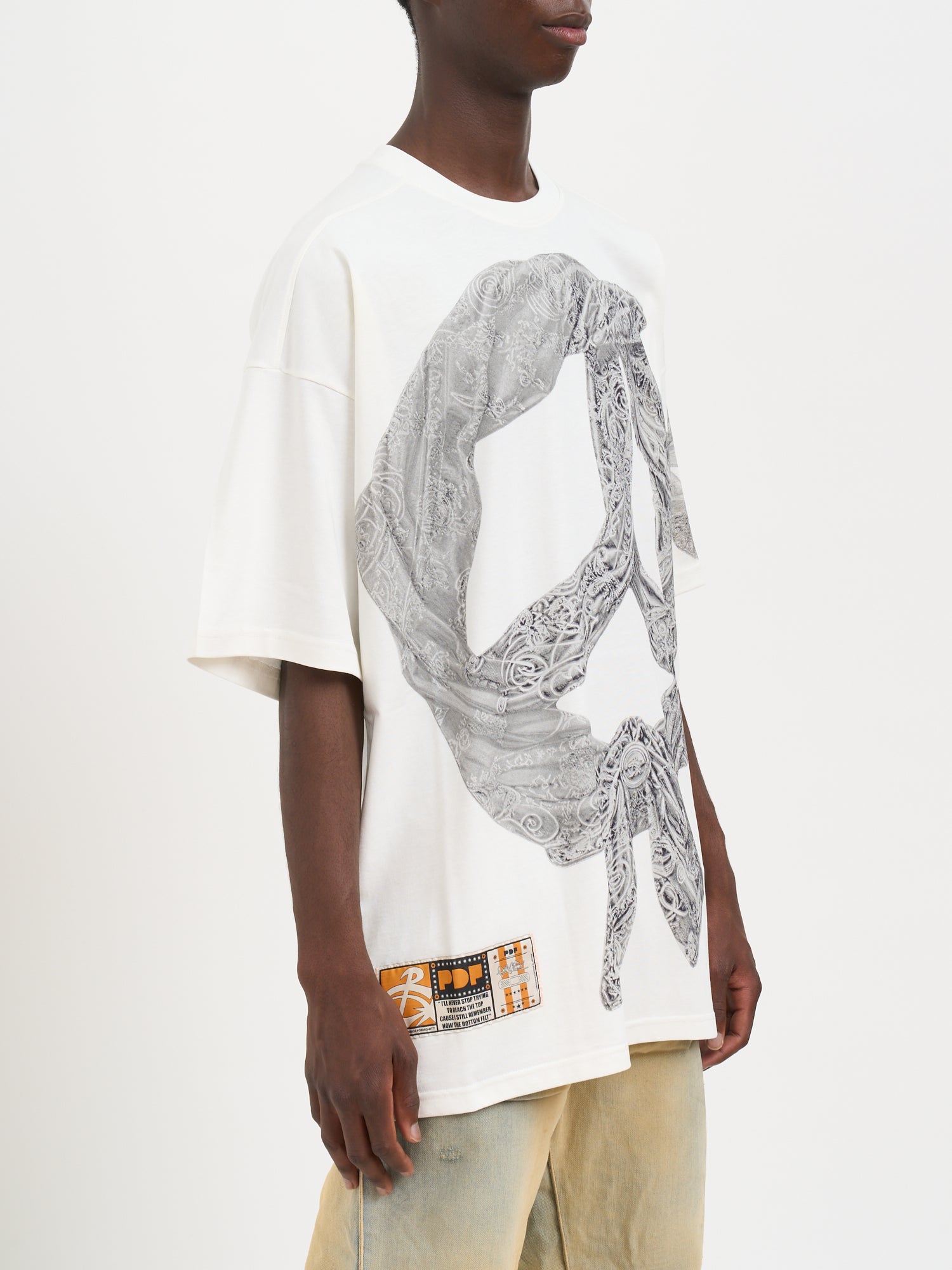 PDF Oversized Crewneck Flake Print T-Shirt - Medium Size