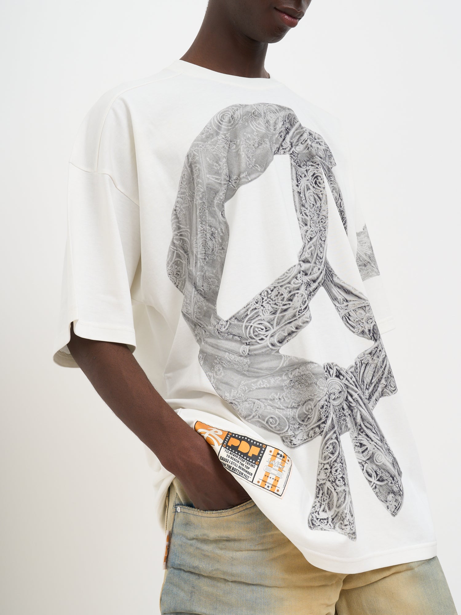 PDF Oversized Crewneck Flake Print T-Shirt - Medium Size