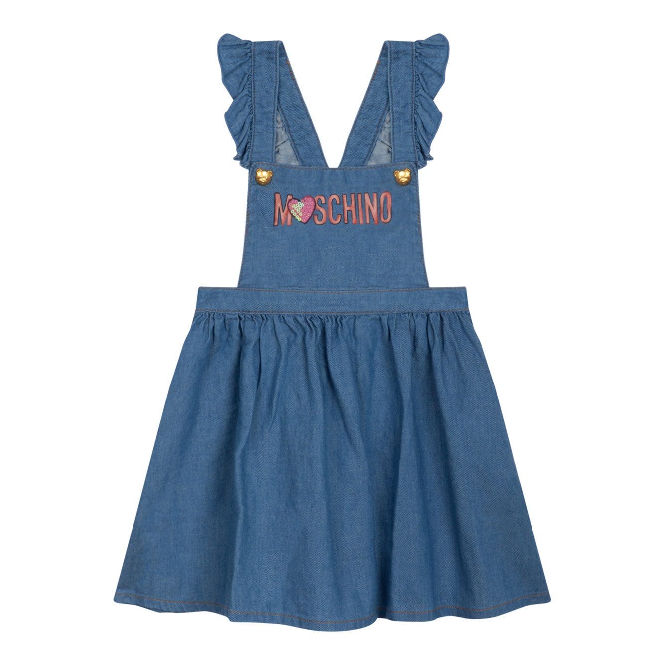 MOSCHINO KIDS Mini Cotton-Lycra-Linen Dress for Girls - SS24 Collection