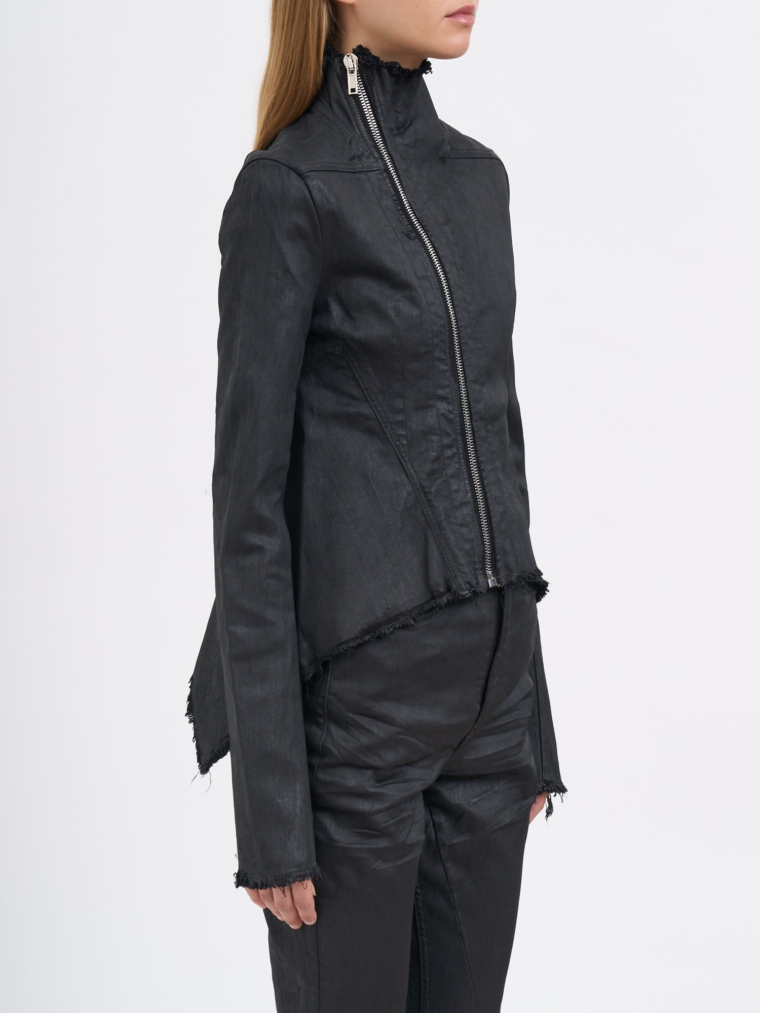 DRKSHDW Waxed Denim High Neck Slim Fit Jacket