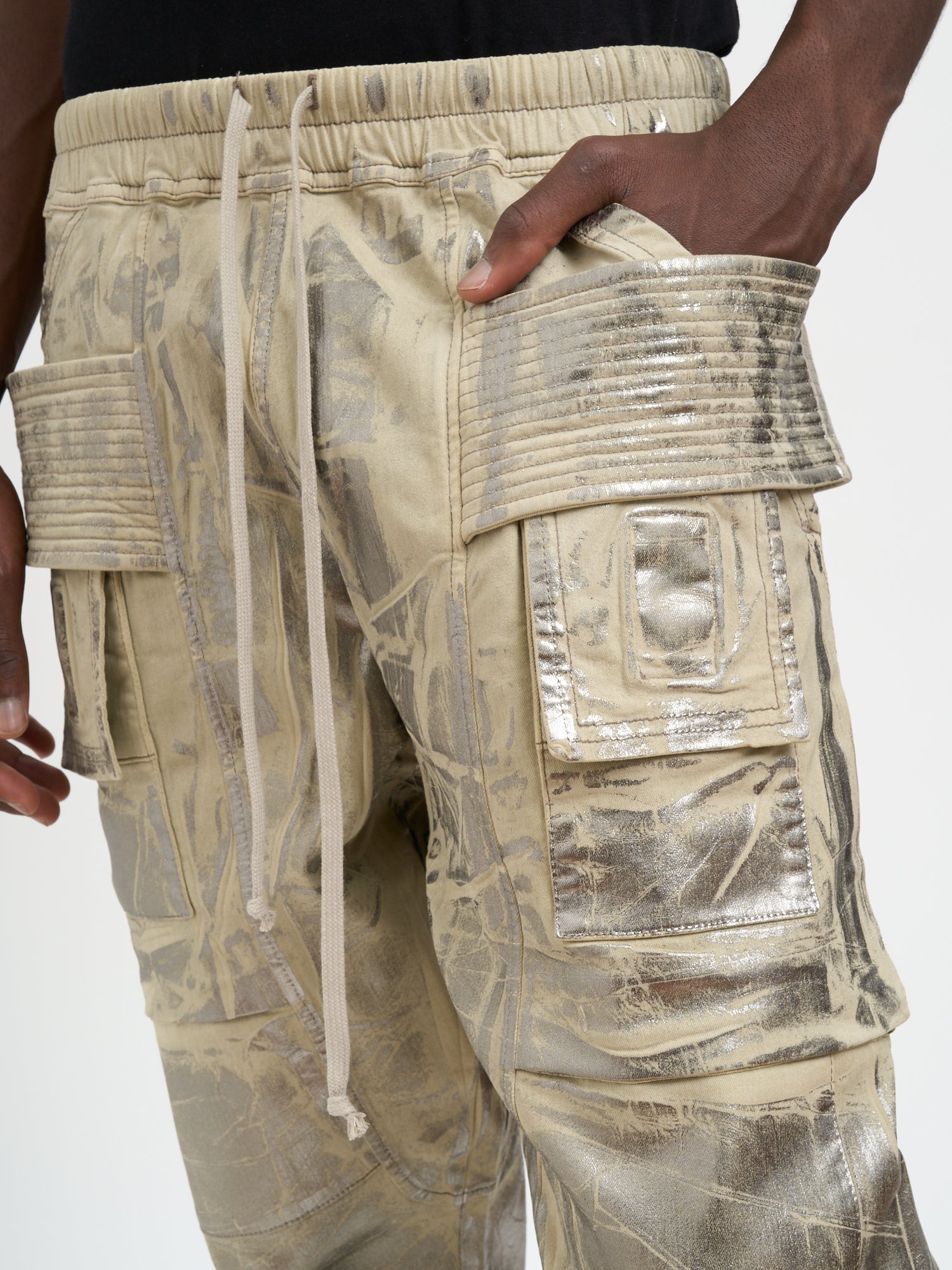 DRKSHDW Wide Leg Cargo Drawstring Denim Pants - Size M