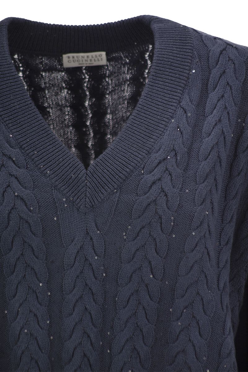 BRUNELLO CUCINELLI Dazzling Double Cable Cotton T-Shirt