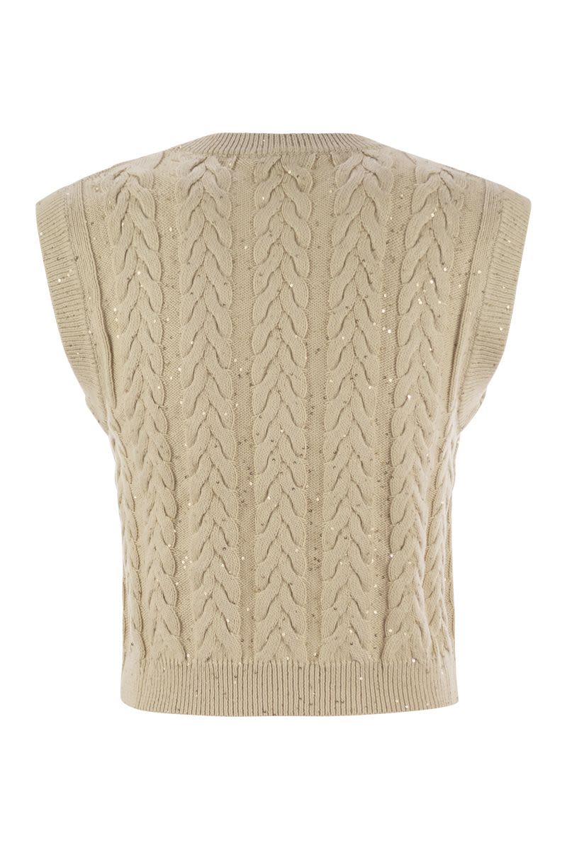 BRUNELLO CUCINELLI Dazzling Double Cable Knit Cotton Waistcoat