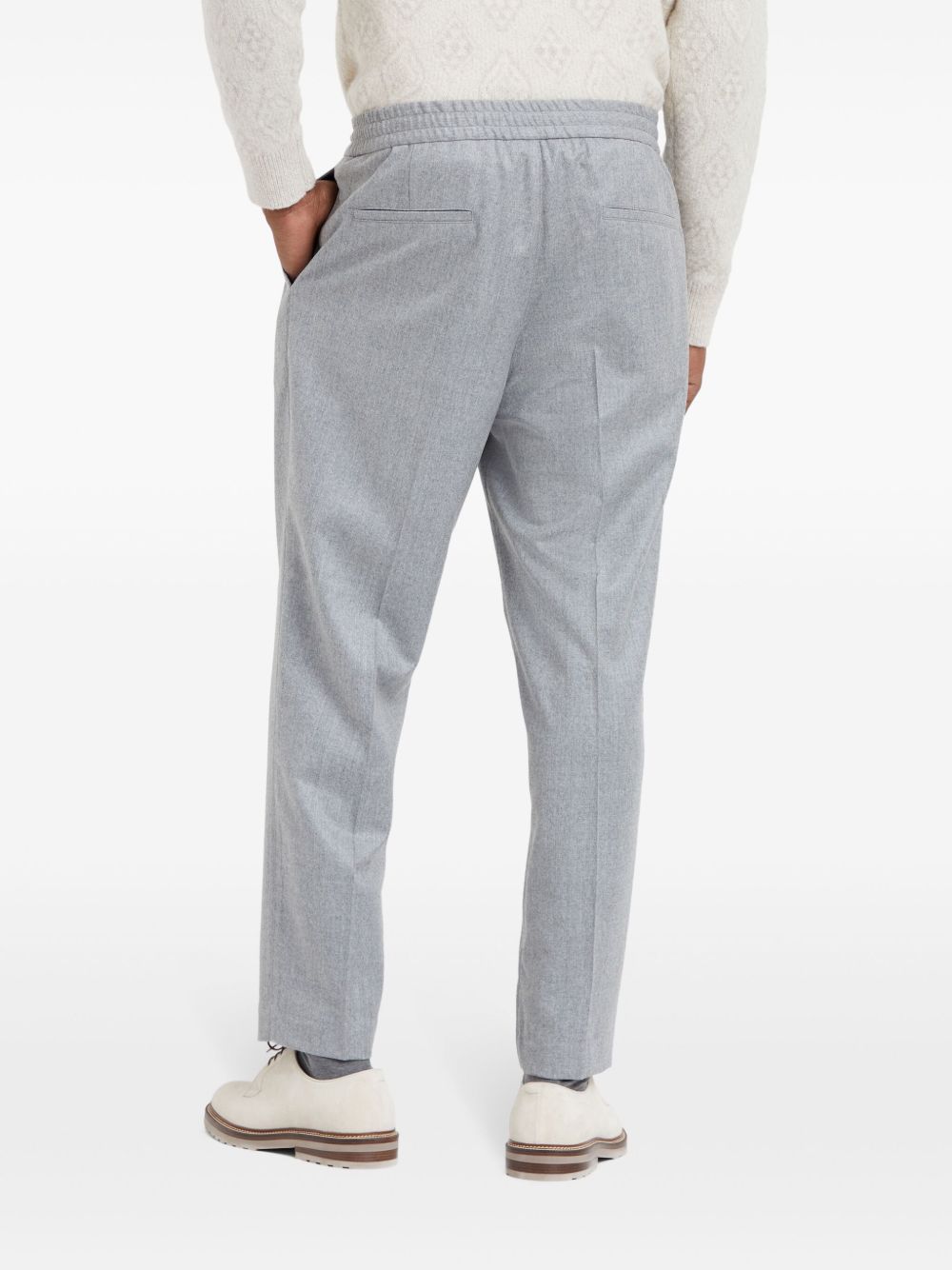 BRUNELLO CUCINELLI Men's Virgin Wool Trousers with Tapered Leg