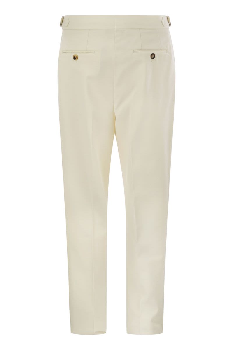 BRUNELLO CUCINELLI Tailor-Fit Trousers with Double Inverted Darts and Side Buckles