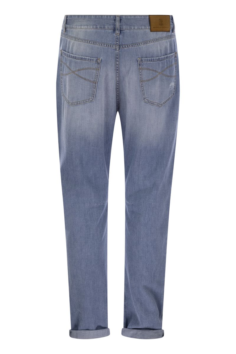 BRUNELLO CUCINELLI Lightweight Five-Pocket Leisure Fit Trousers with Handmade Rips