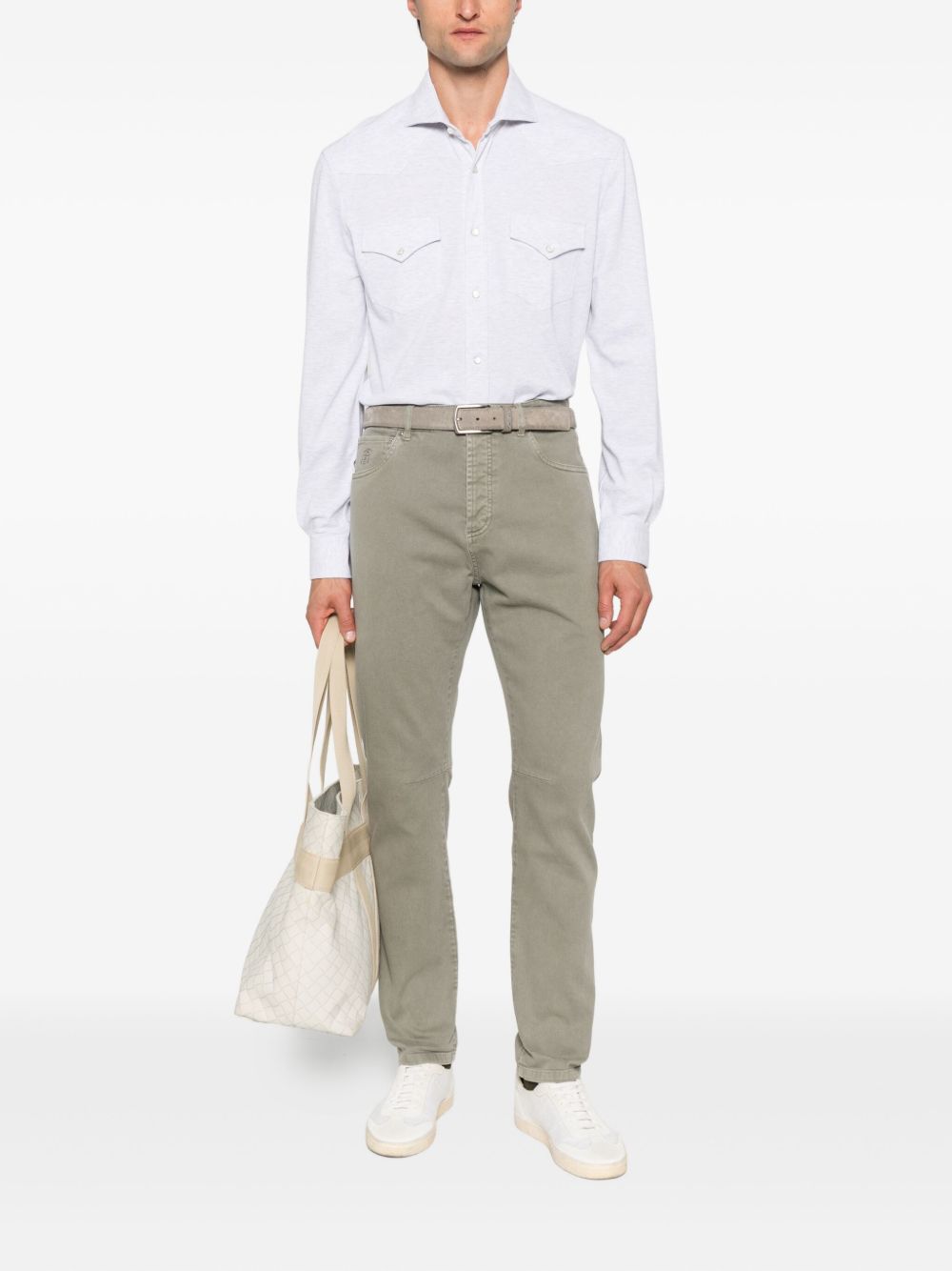 BRUNELLO CUCINELLI Cotton Shirt with Double Chest Pockets for Men