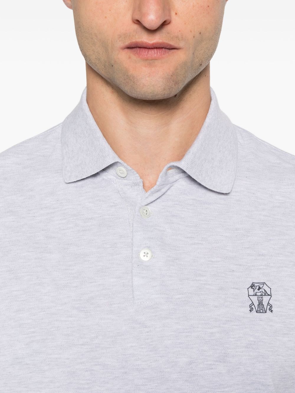 BRUNELLO CUCINELLI Men's Logo Cotton Polo Shirt
