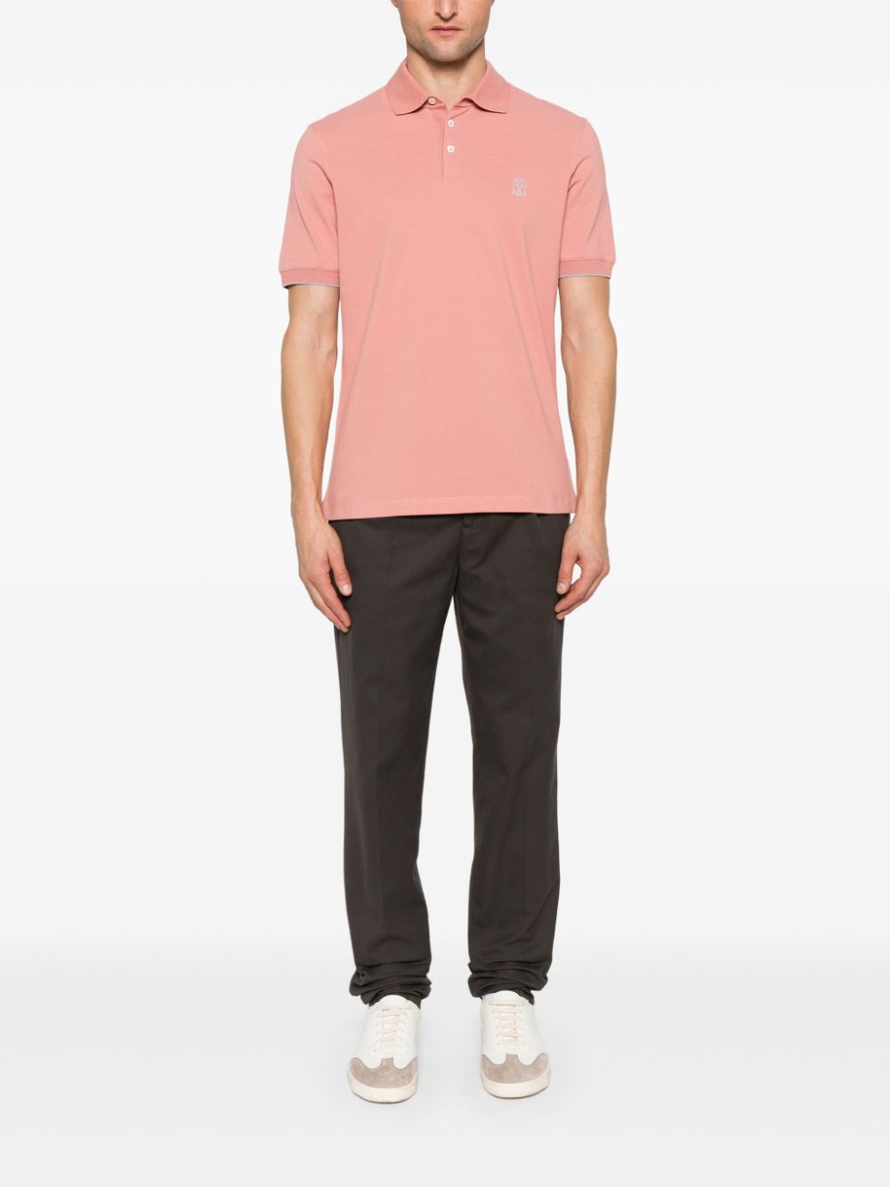 BRUNELLO CUCINELLI Cotton Polo Shirt with Printed Logo