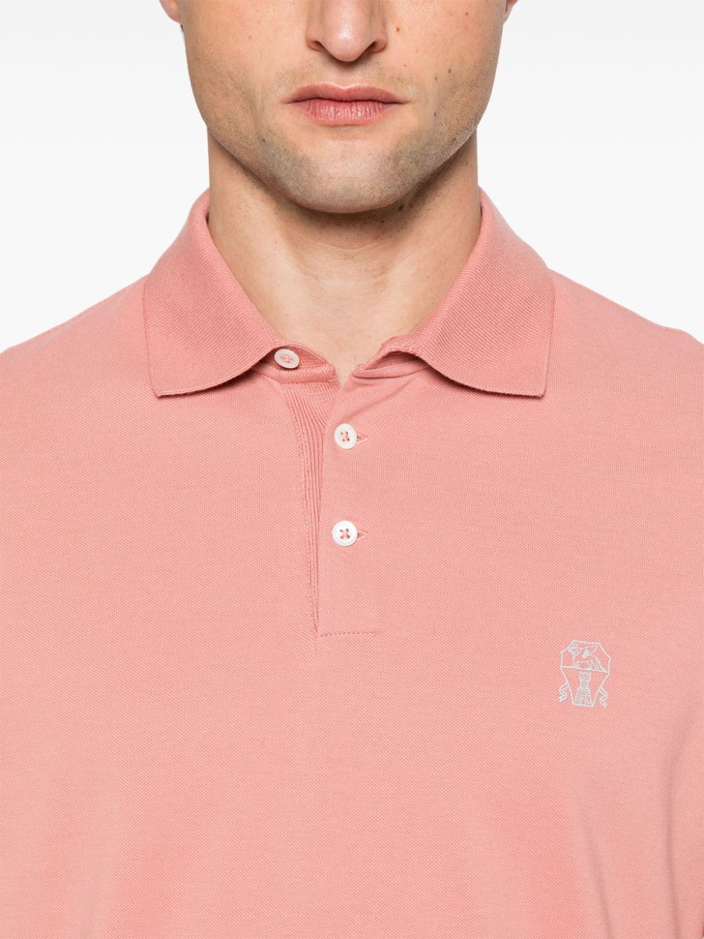 BRUNELLO CUCINELLI Cotton Polo Shirt with Printed Logo