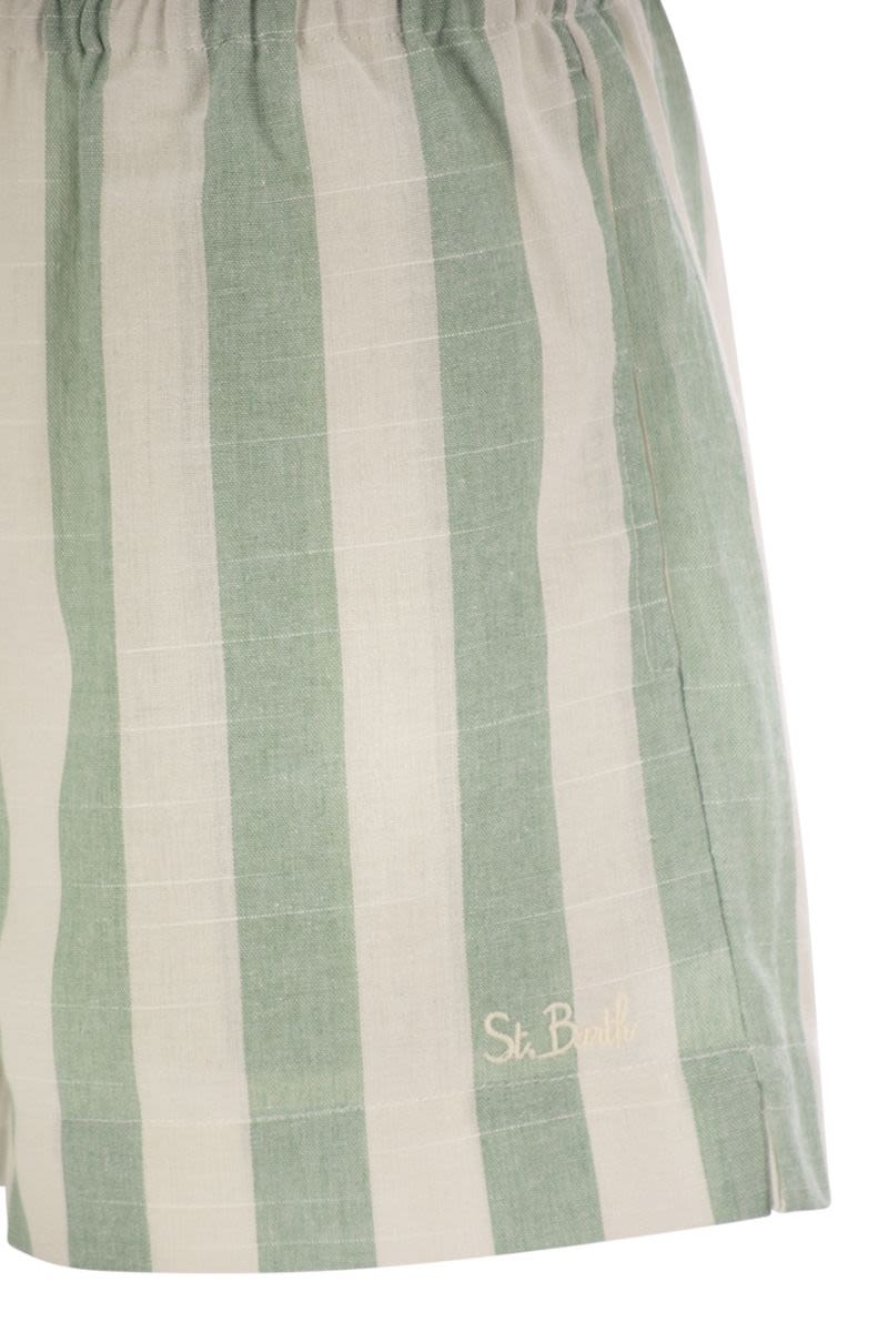 MC2 SAINT BARTH Striped Cotton Mini Shorts for Women