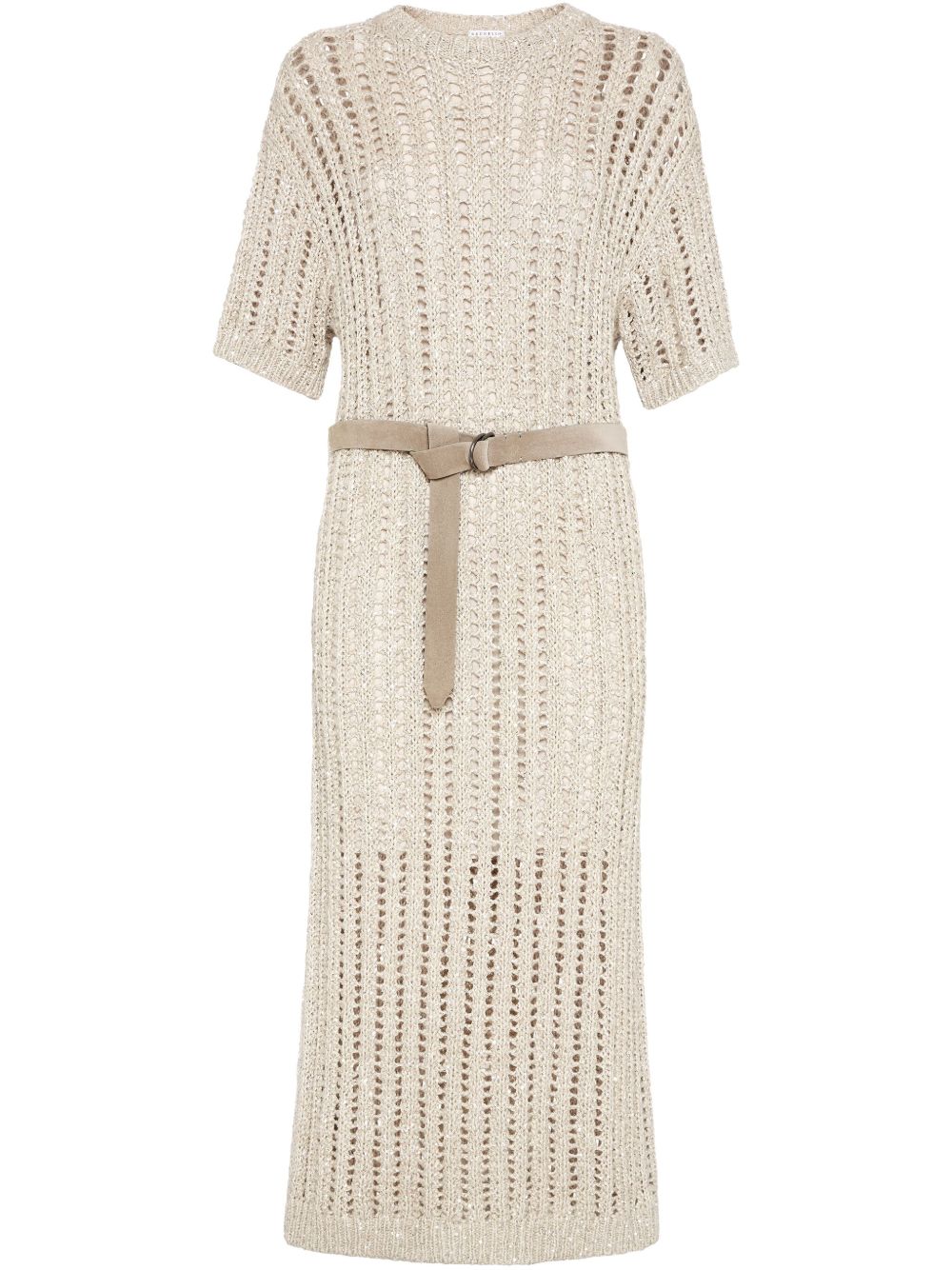 BRUNELLO CUCINELLI Belted Waist Hemp Dress for Women