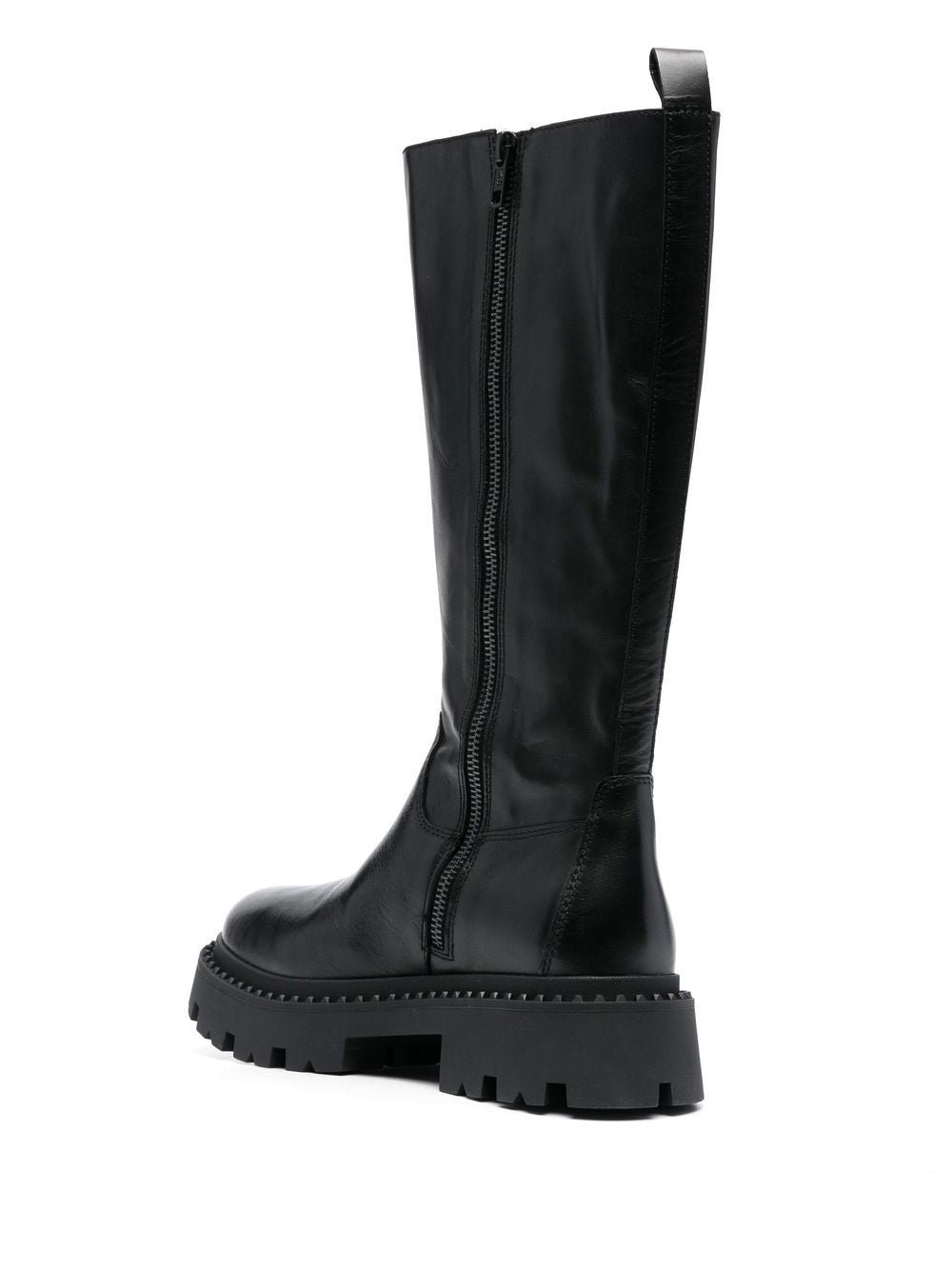 ASH Leather Almond Toe Side Zip Sandals with Mid Block Heel