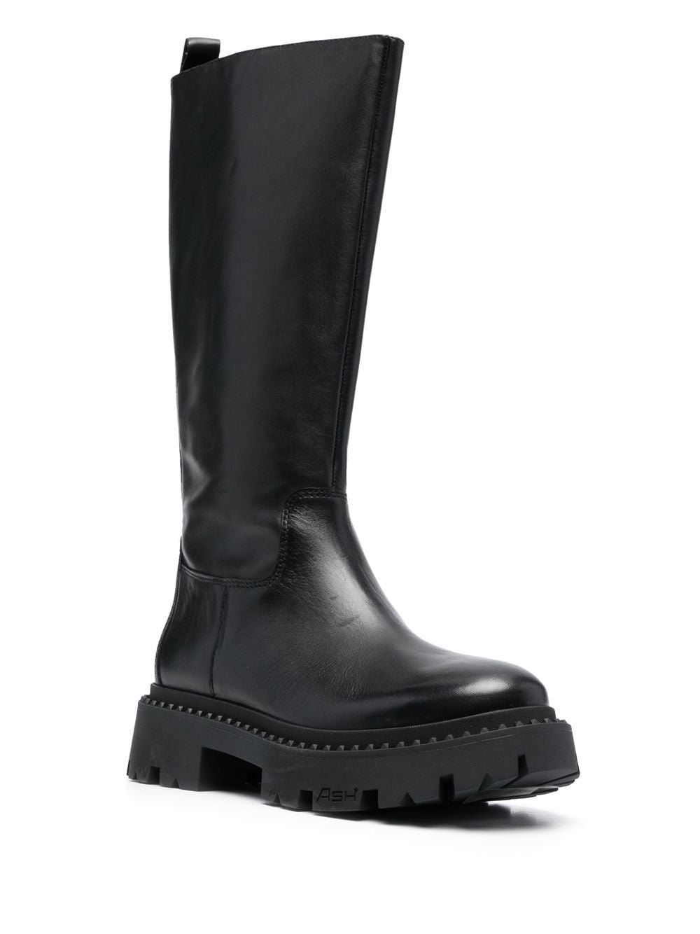 ASH Leather Almond Toe Side Zip Sandals with Mid Block Heel