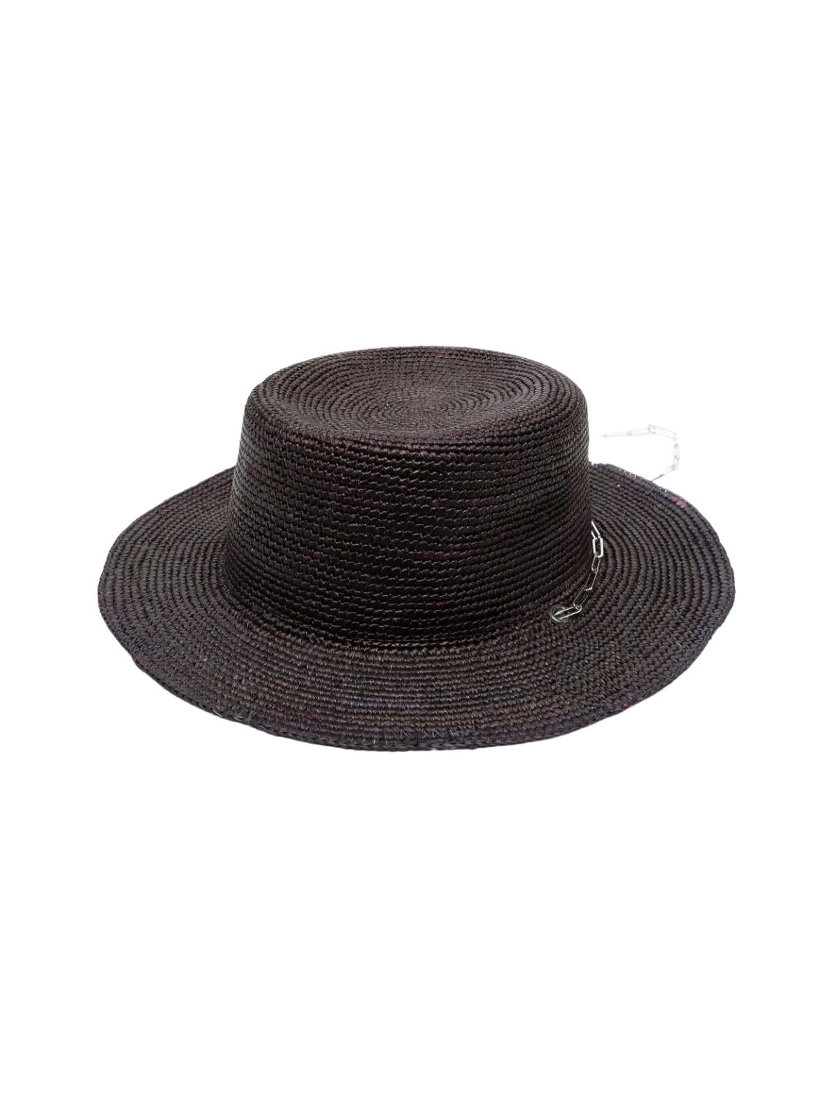 VAN PALMA Melisse Mini Straw Hat with Silver Chain
