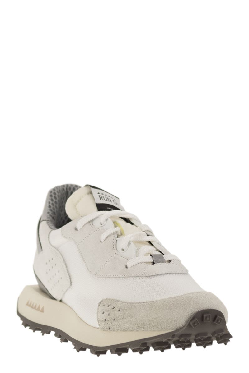 RUN OF Sneaker with Suede and Nylon Combo - 4 cm Elevated Sole