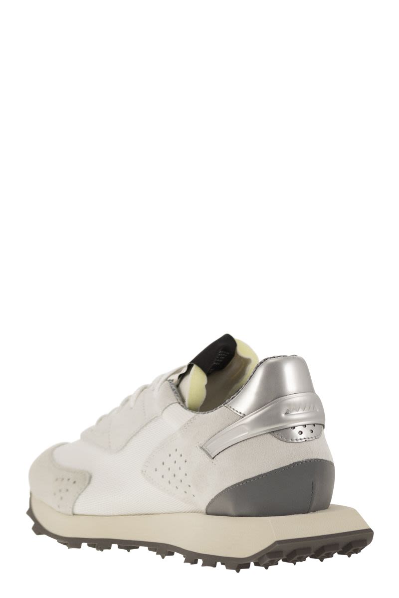 RUN OF Sneaker with Suede and Nylon Combo - 4 cm Elevated Sole