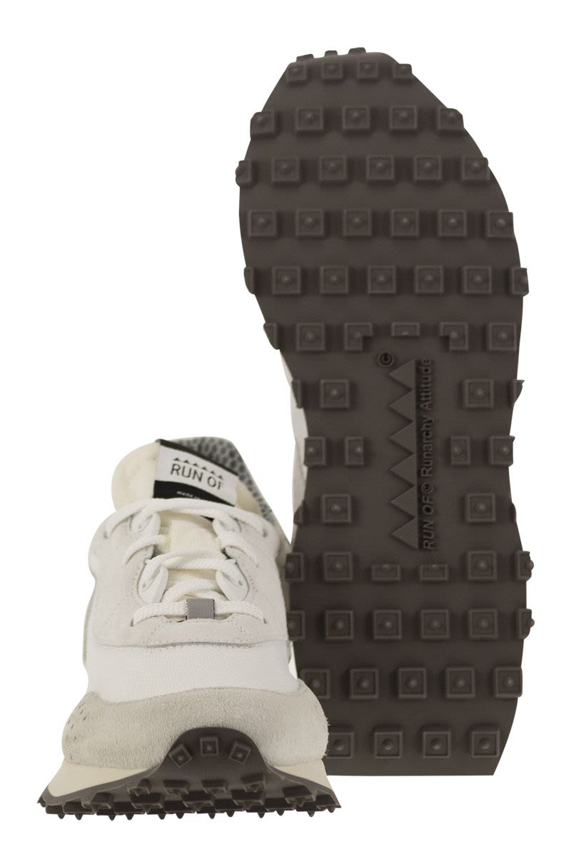 RUN OF Sneaker with Suede and Nylon Combo - 4 cm Elevated Sole